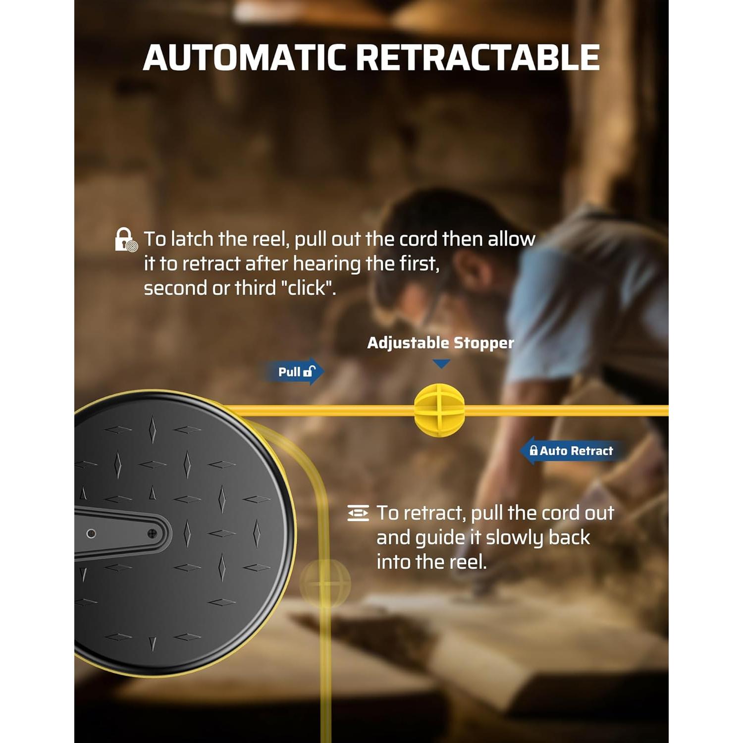 Carrete de Cable de Extensión Retráctil DEWENWILS 9.14 m 10A