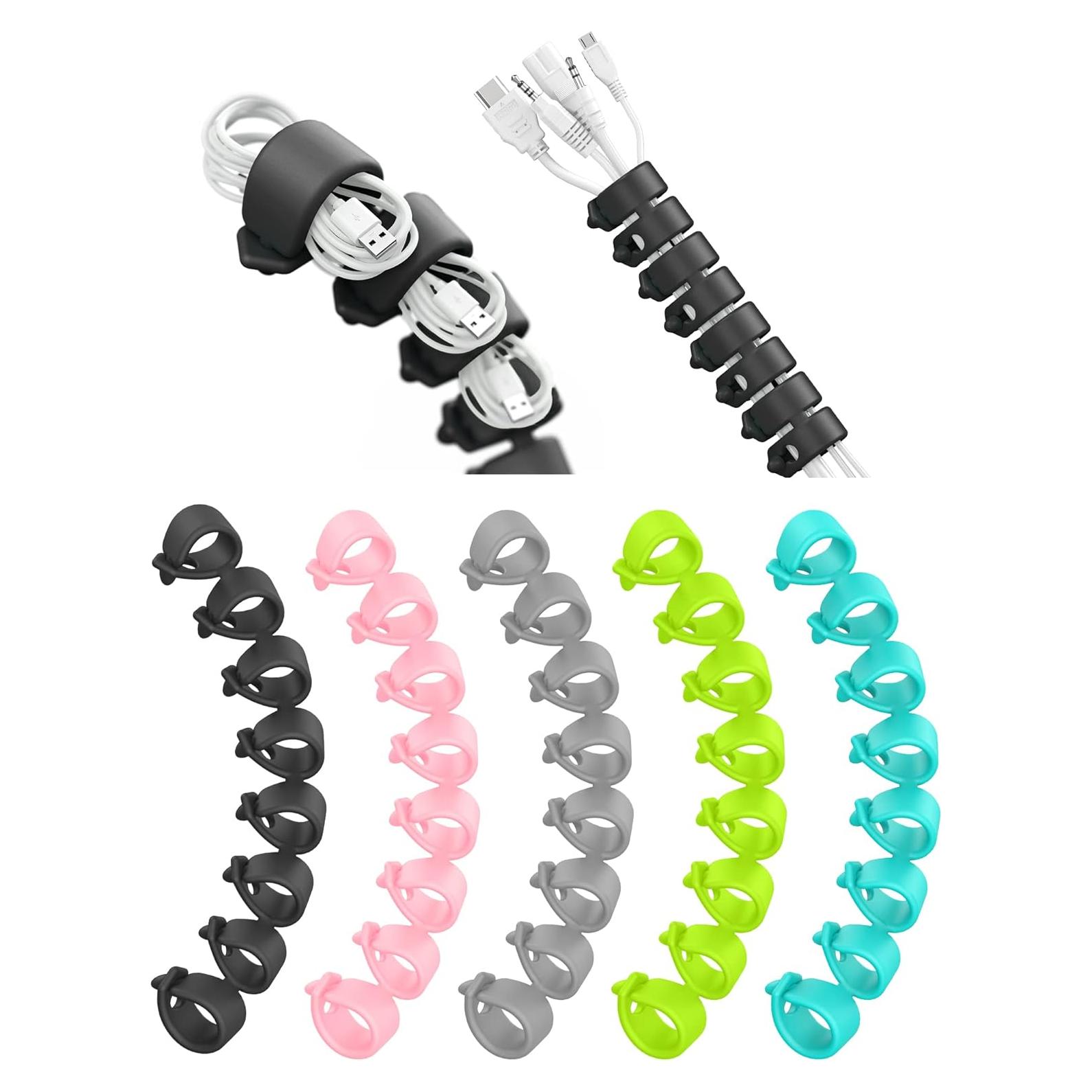 Organizador de Cables 5 Pack ELFRhino Silicona Multicolor 8 en 1