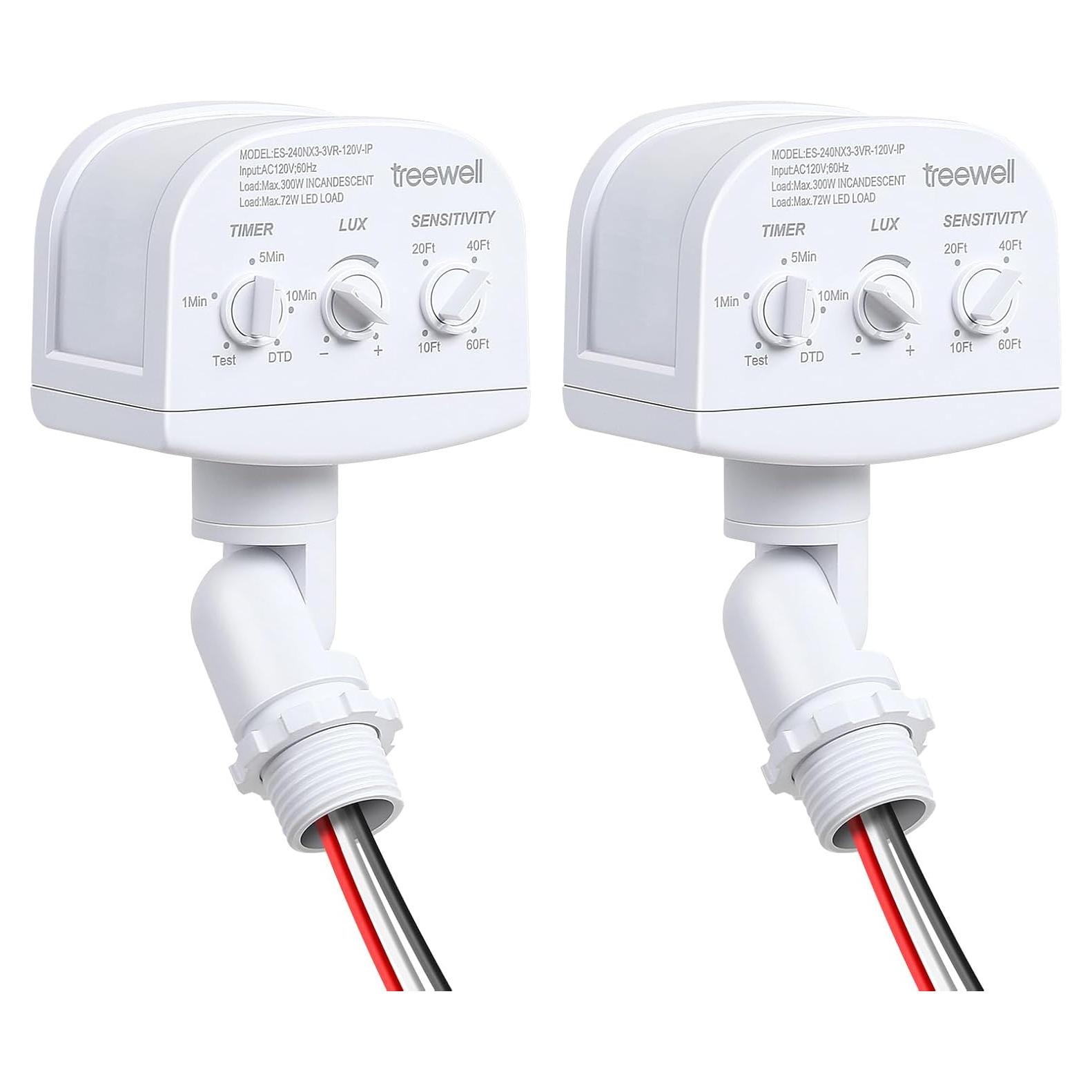 Sensor de Movimiento Treewell 2 Pack 240° Ajustable 18.3m