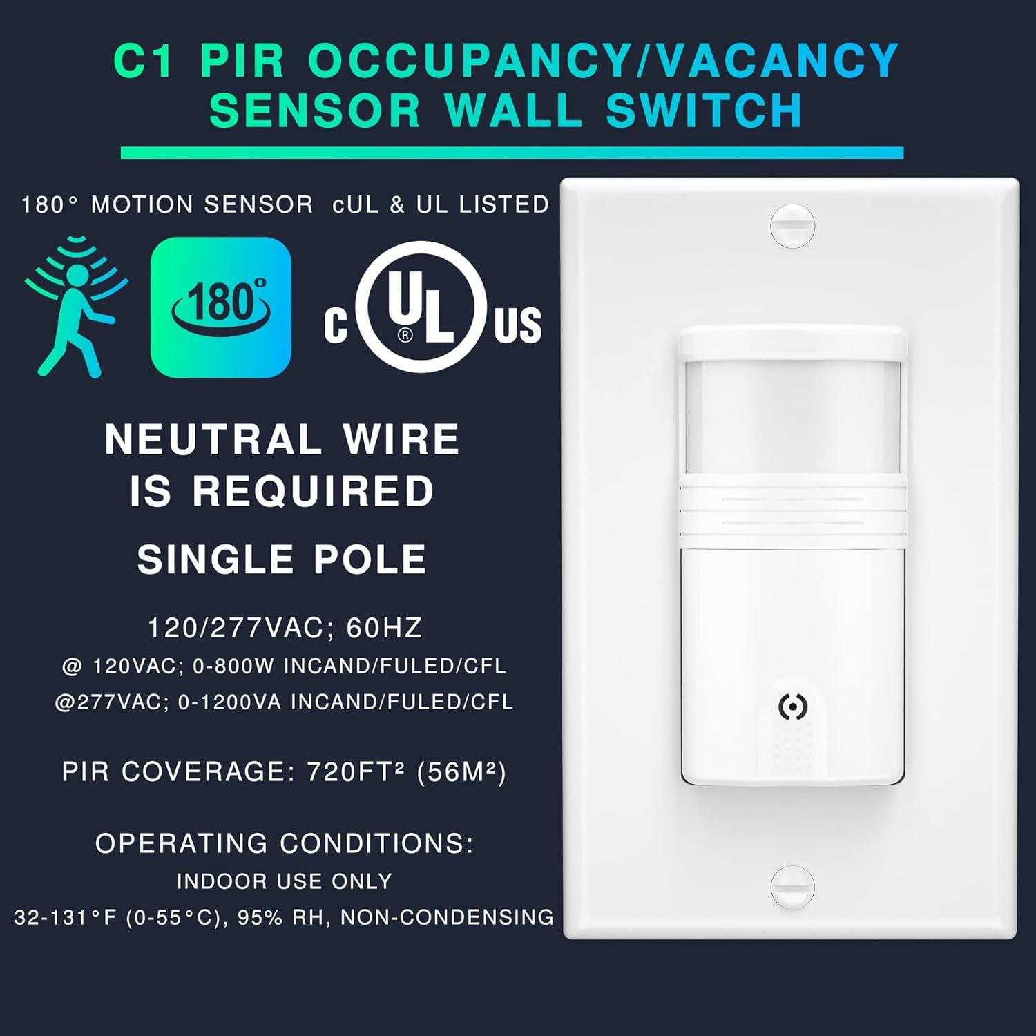 Interruptores de Luz con Sensor de Movimiento EverElectrix - Paquete de 4