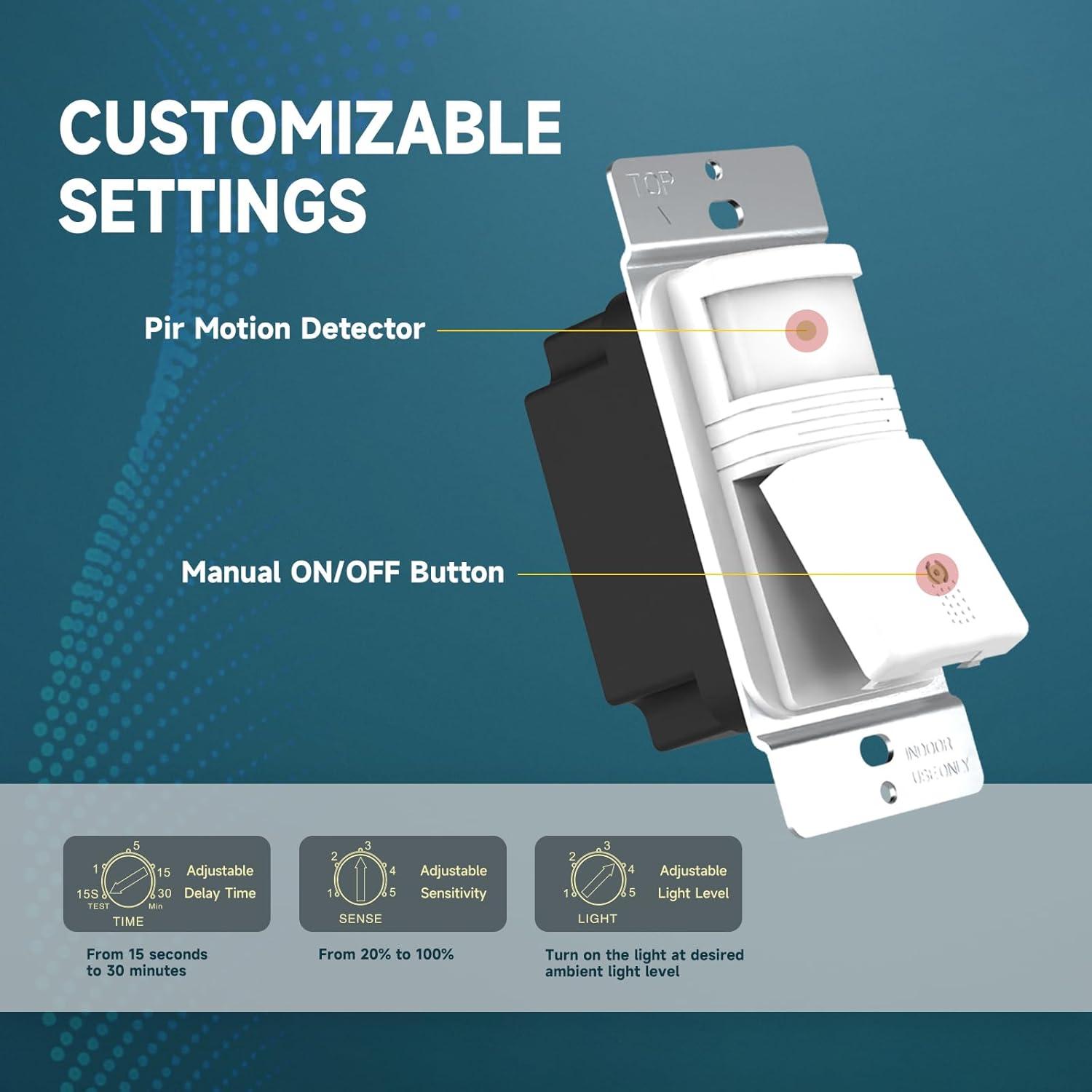 Interruptor de Luz de Movimiento ECOELER 10 Pack PIR 600W