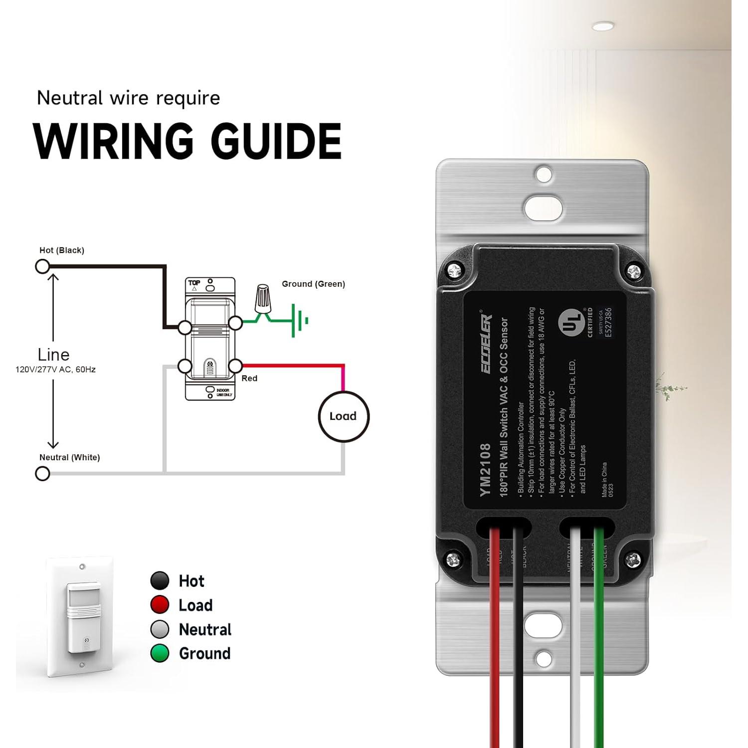 Interruptor de Luz de Movimiento ECOELER 10 Pack PIR 600W