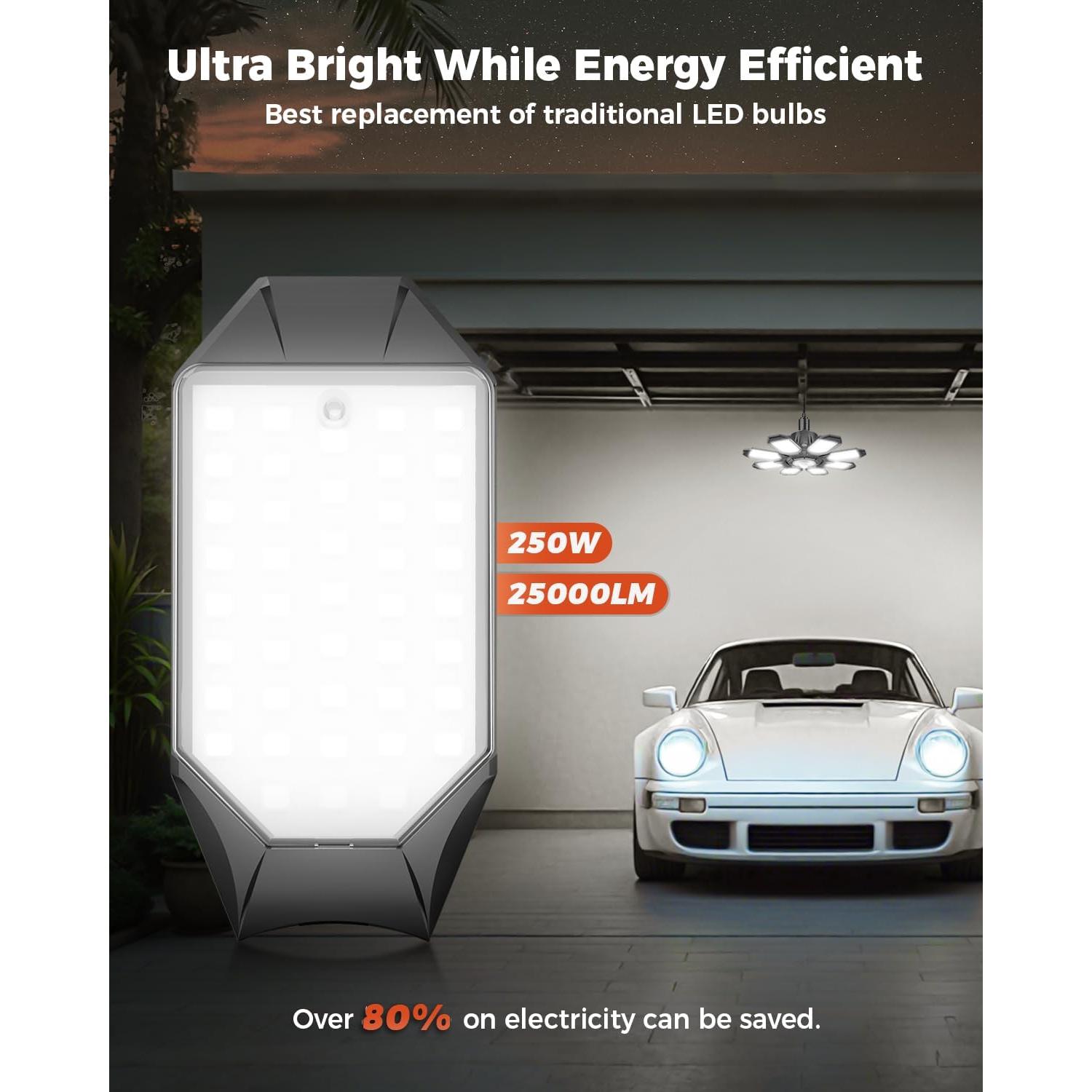 Luz de Garaje LED con Sensor de Movimiento 25000LM 6500K