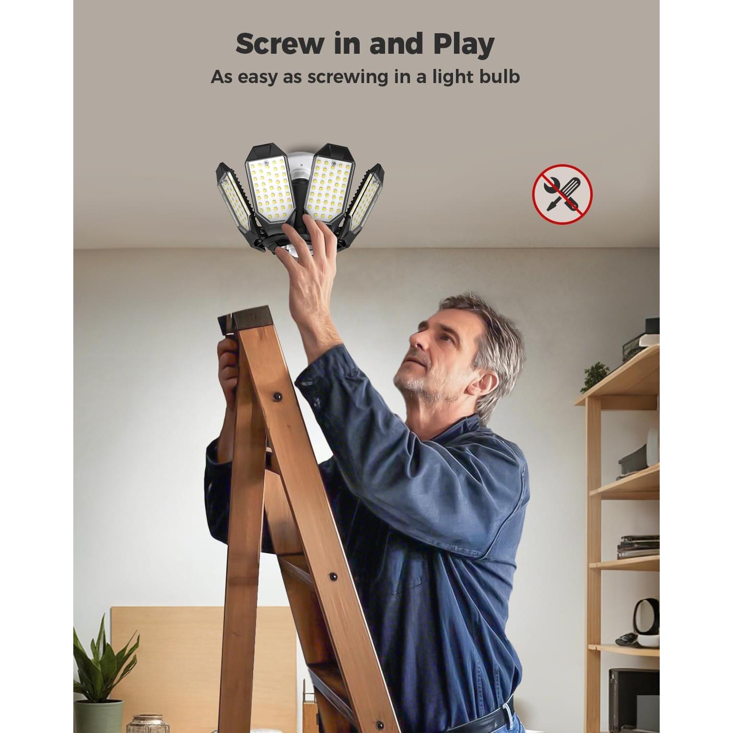 Luz de Garaje LED con Sensor de Movimiento 25000LM 6500K