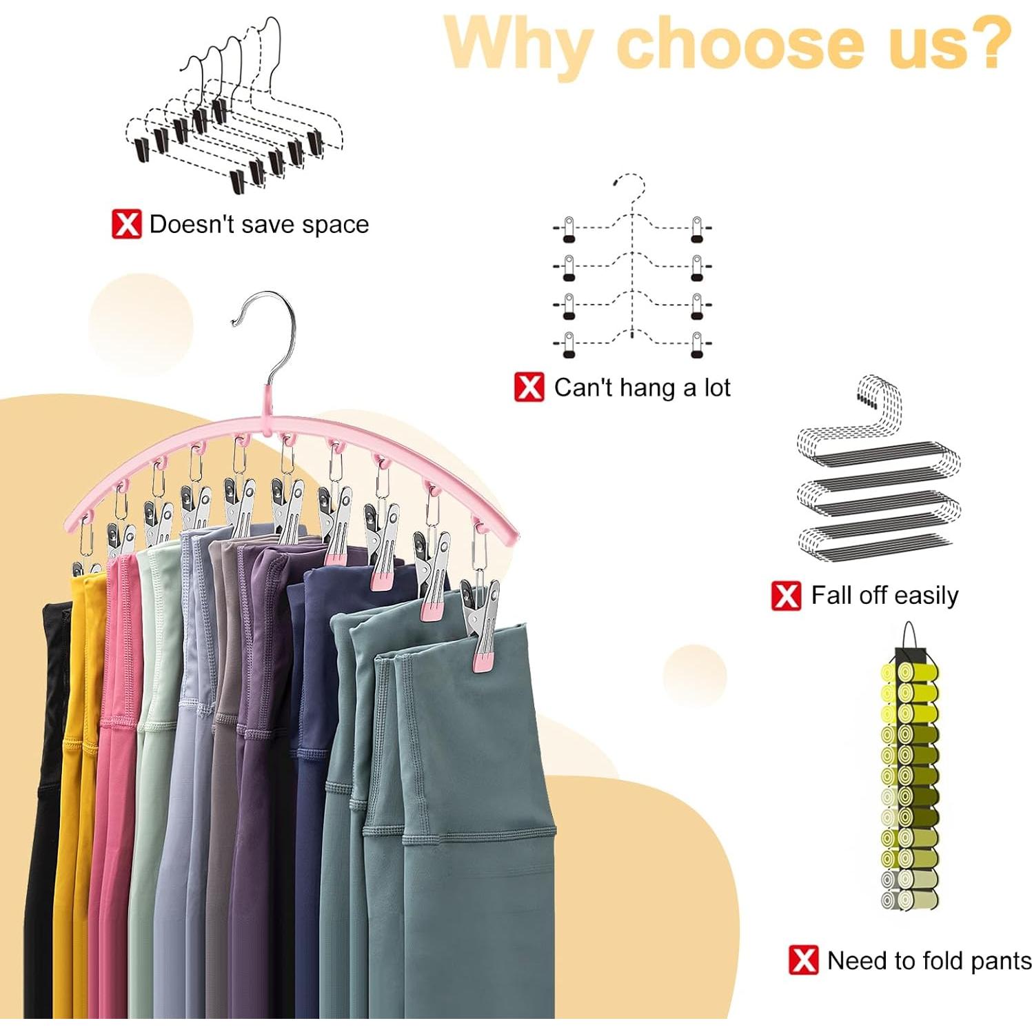 Organizador de Leggings Volnamal Rosa 2 Piezas con 10 Clips