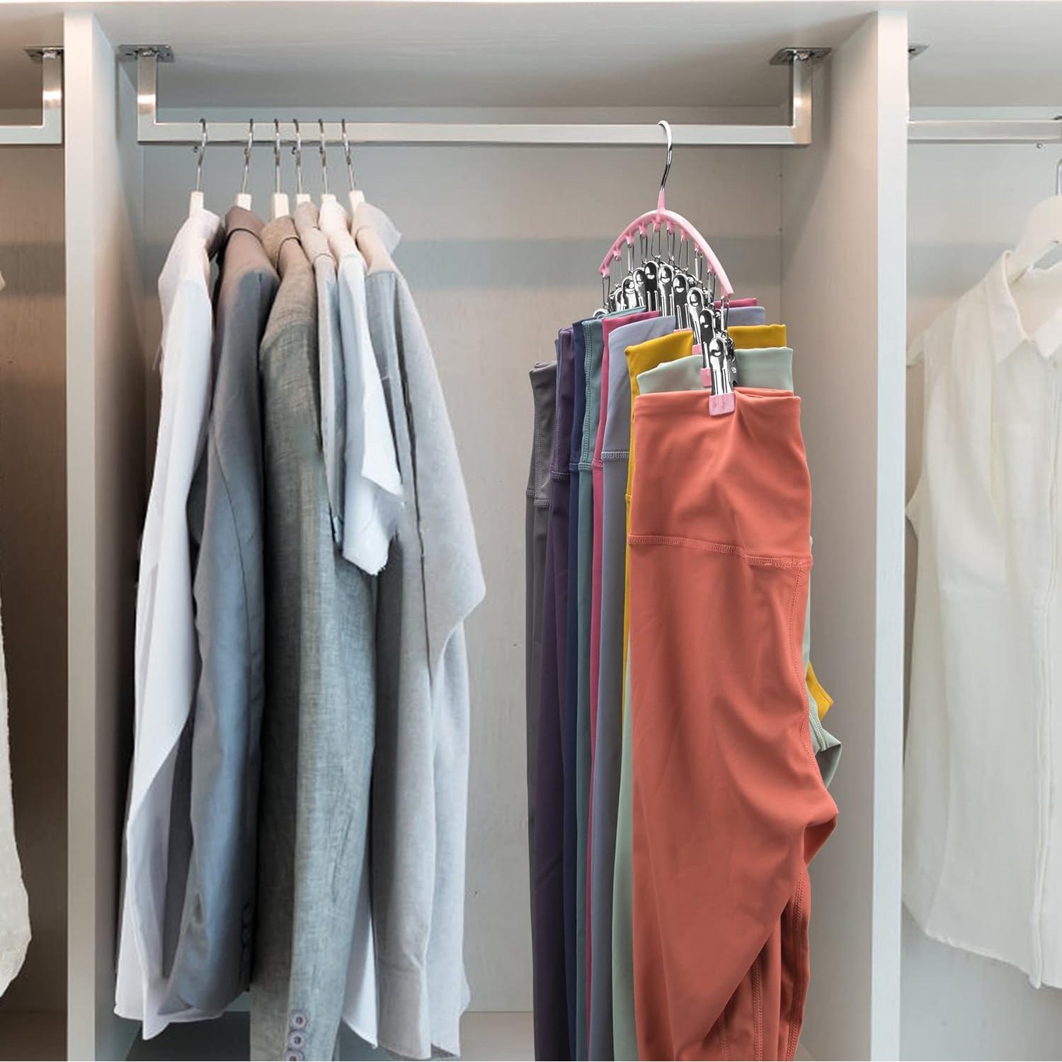 Organizador de Leggings Volnamal Rosa 2 Piezas con 10 Clips