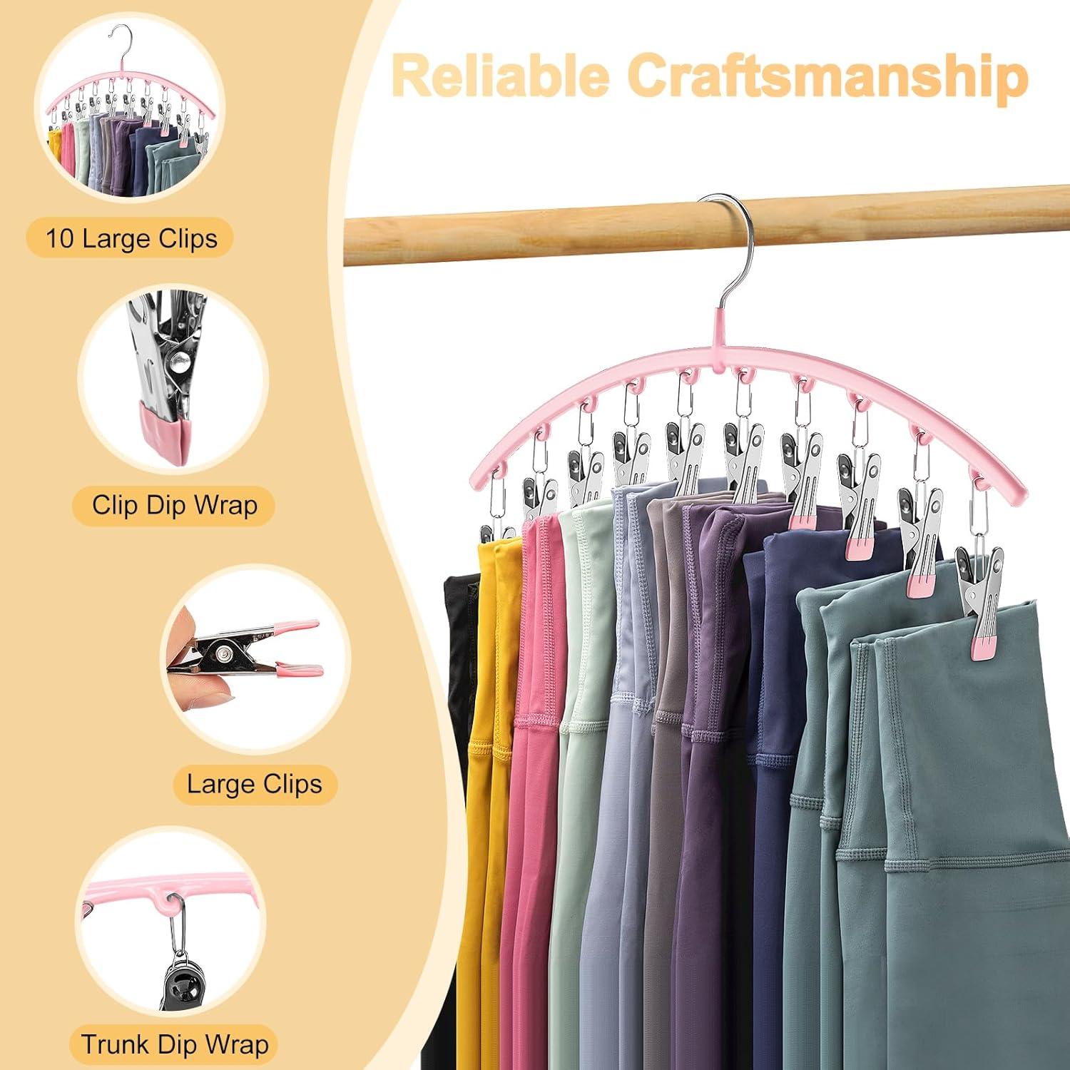 Perchas de Yoga Volnamal Rosa con 10 Clips para 10 Leggings