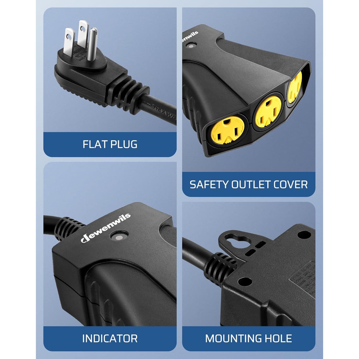 Enchufe Remoto DEWENWILS para Exterior 15A 3 Salidas IP65