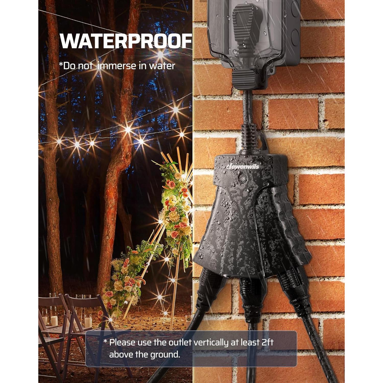 Enchufe Remoto DEWENWILS para Exterior 15A 3 Salidas IP65