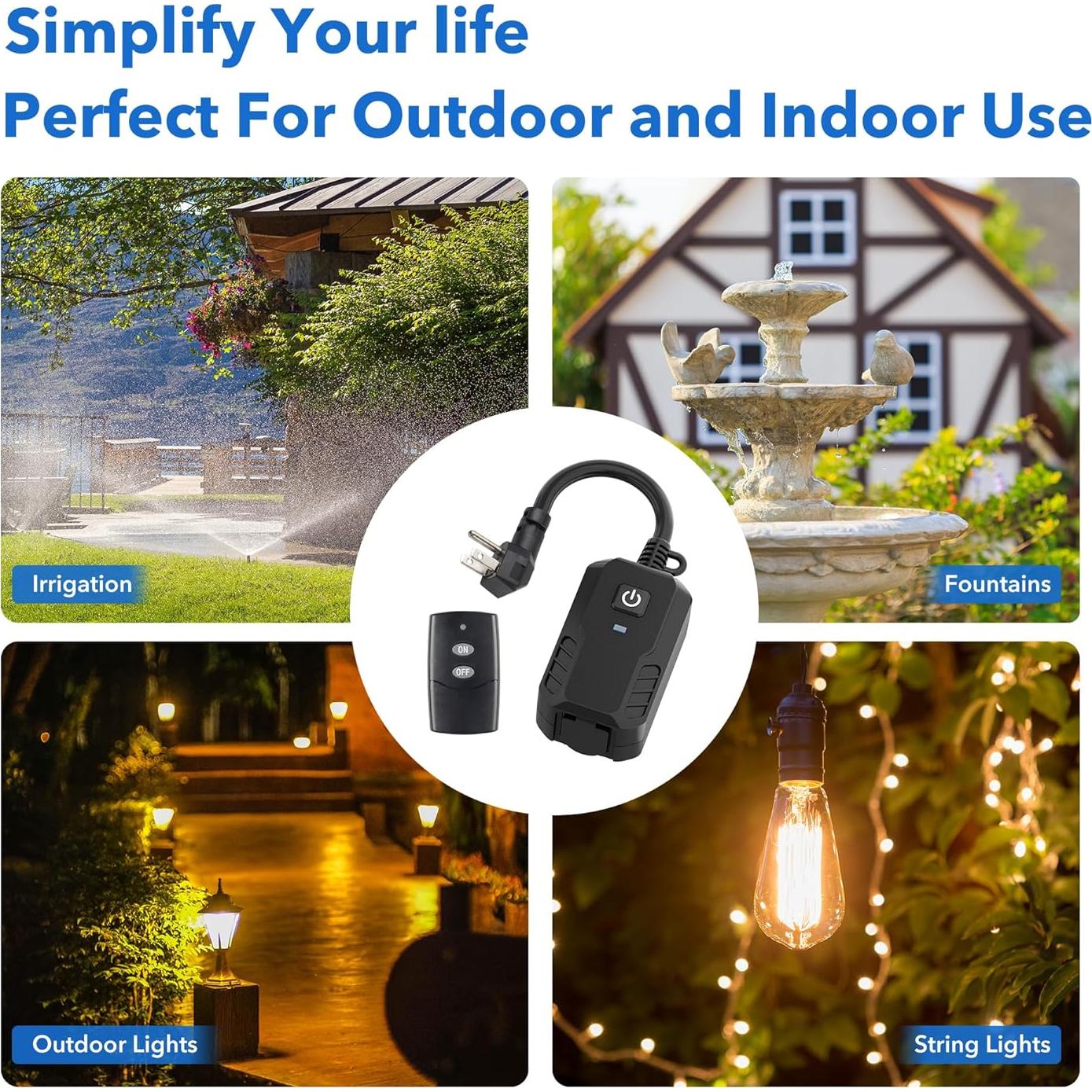 Enchufe Remoto BN-LINK para Exterior 15A 30m a Prueba de Climas