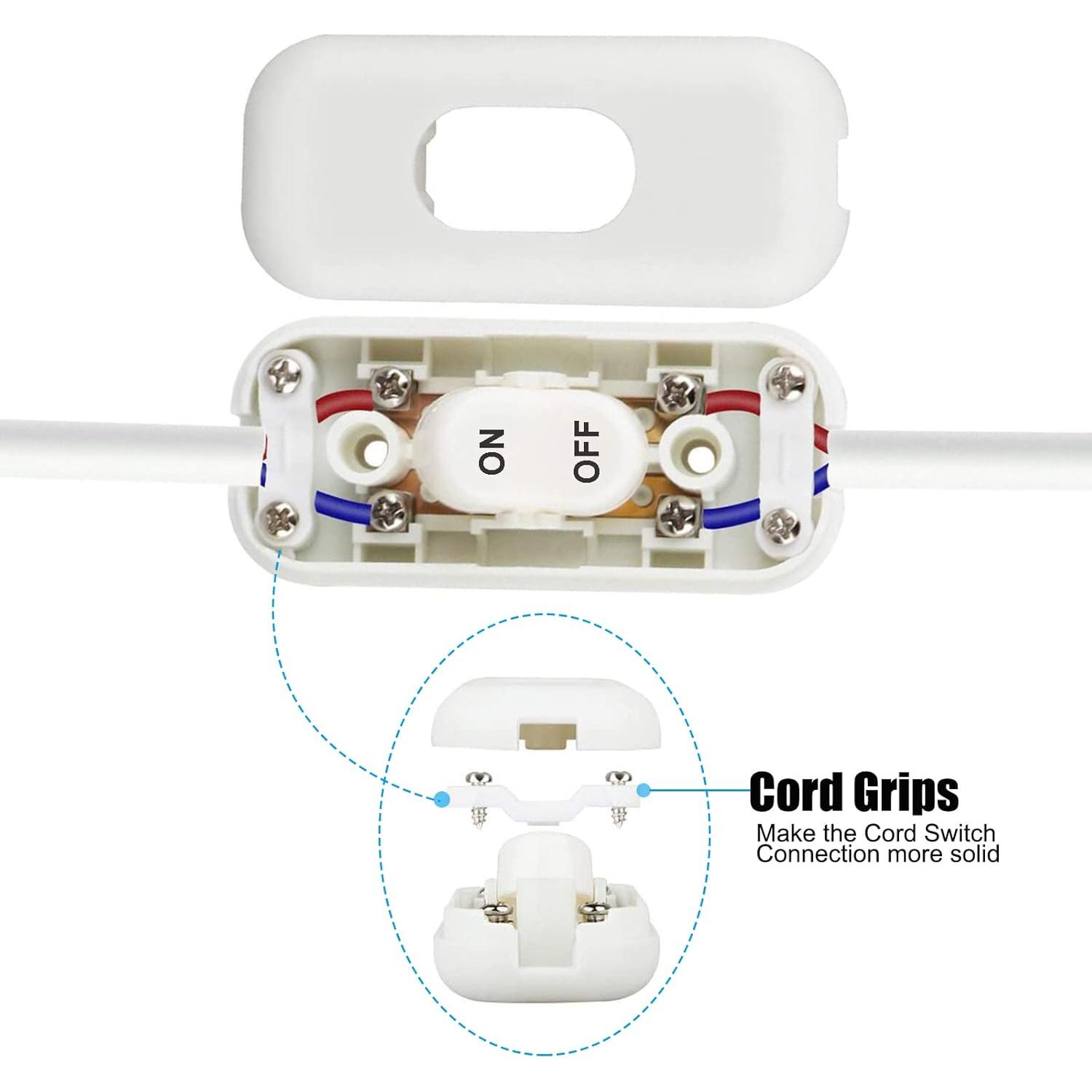 Interruptor de Cable en Línea PLUSPOE 2-Pack Blanco DPST
