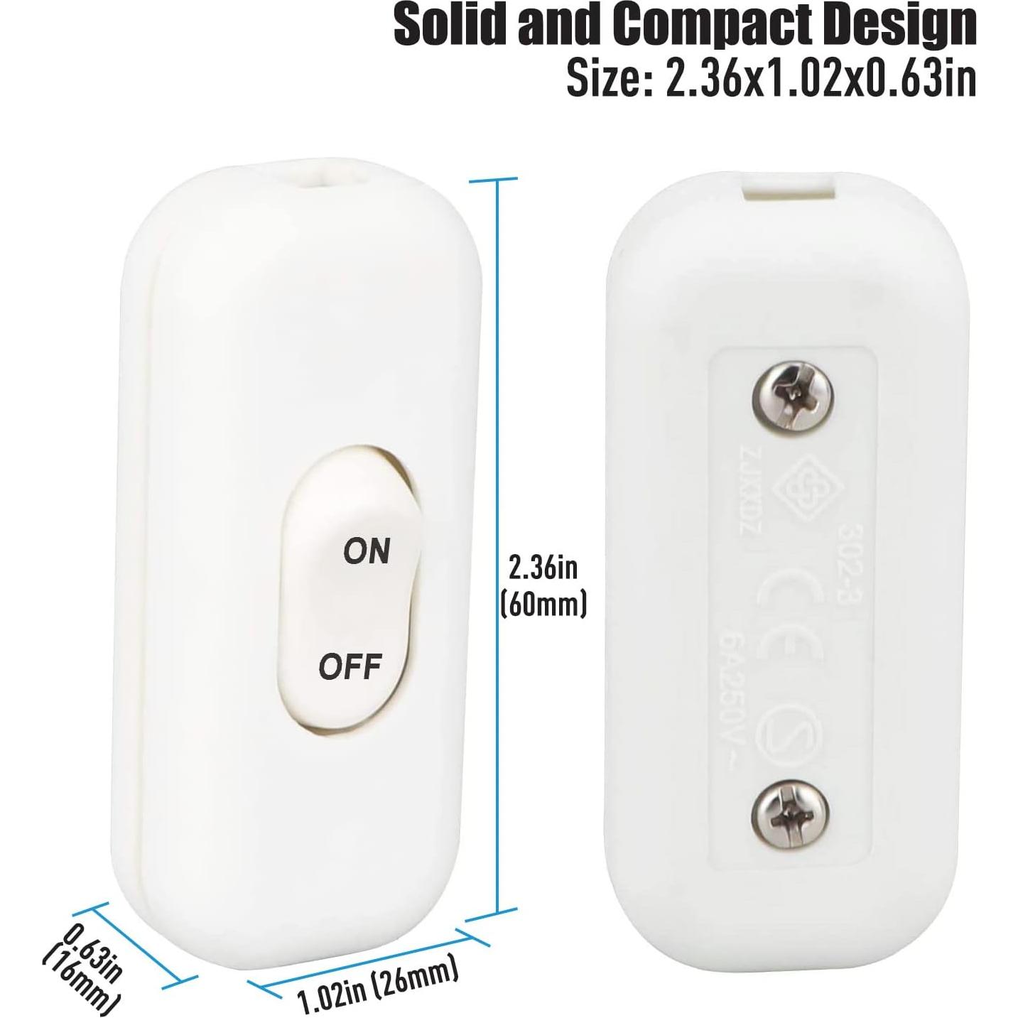 Interruptor de Cable en Línea PLUSPOE 2-Pack Blanco DPST