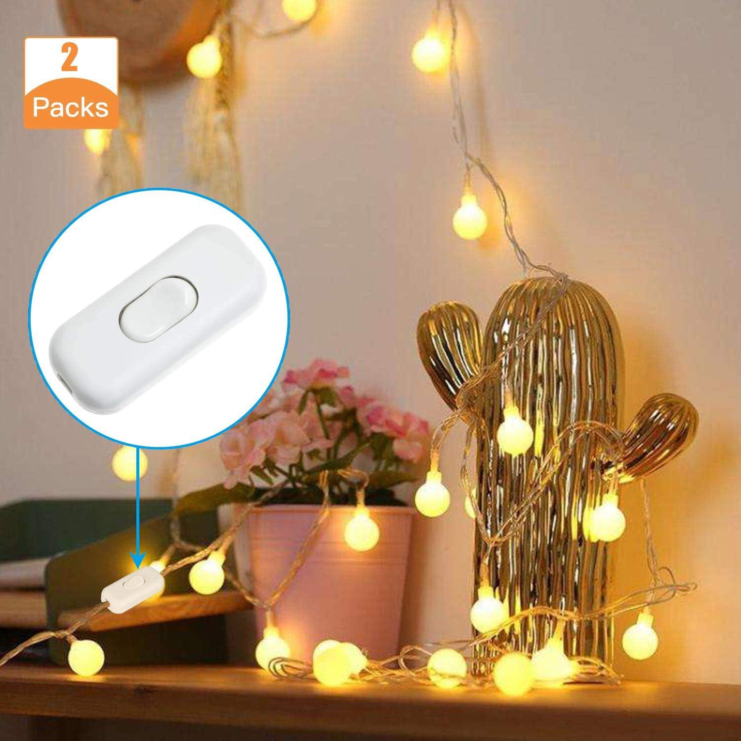 Interruptor de Cable en Línea PLUSPOE 2-Pack Blanco DPST