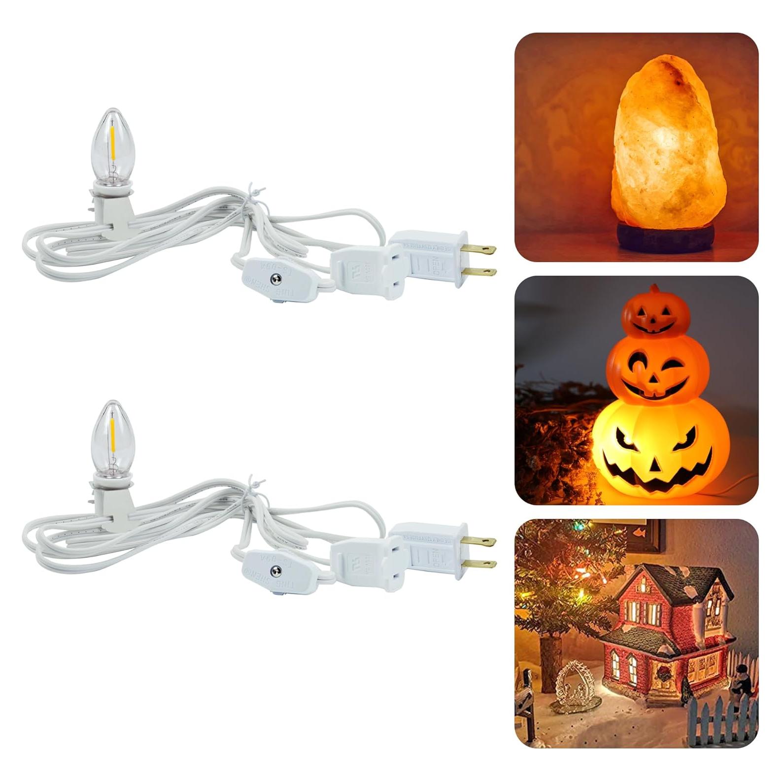 Paquete de 2 Cables con 2 Bombillas LED C7 E12 para Decoración