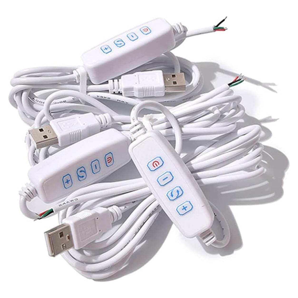 Cable de Extensión USB Dimmer Blanco 5V con Interruptor On/Off