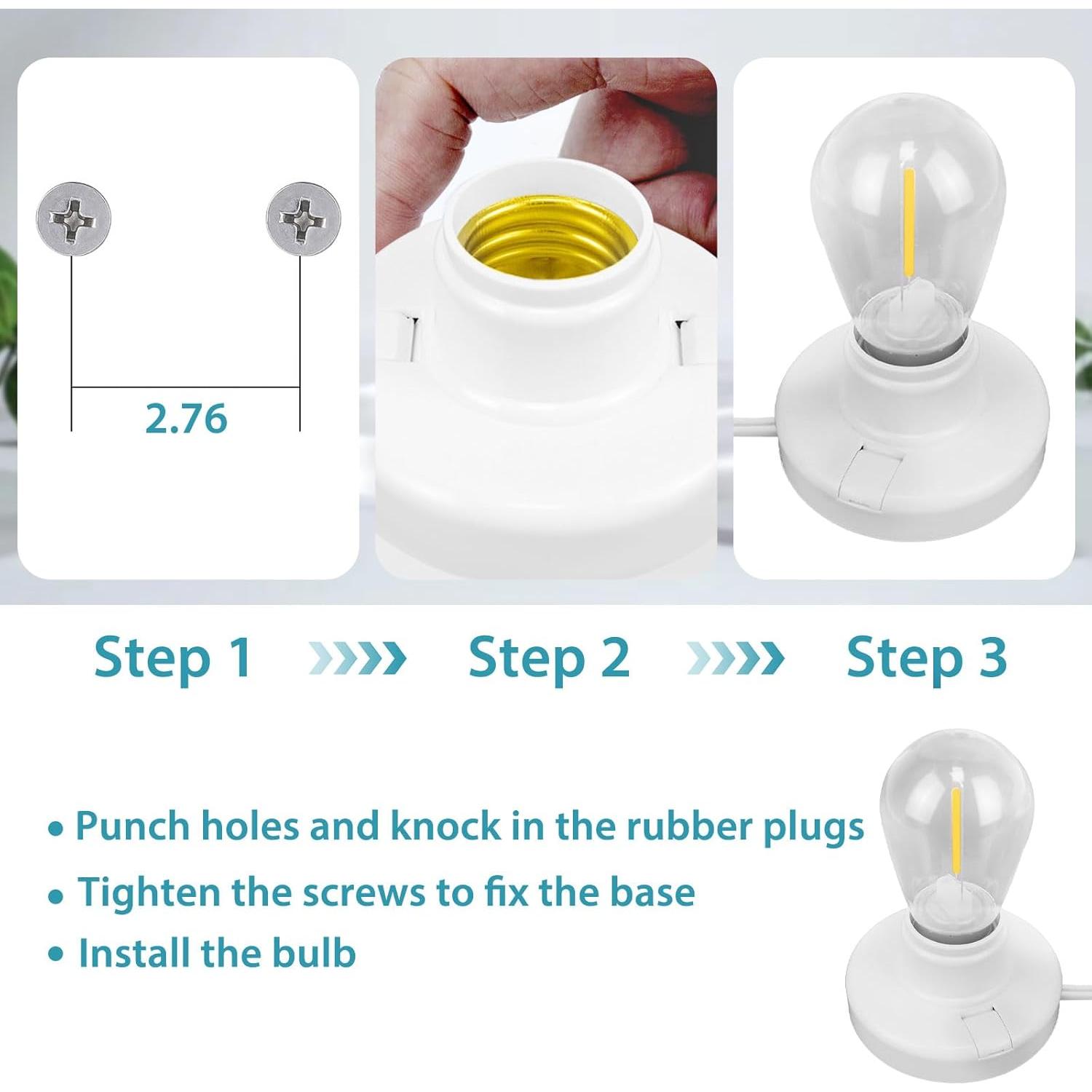 Portalámpara E26/E27 con Cable de 2.99m y Interruptor - Paquete de 2