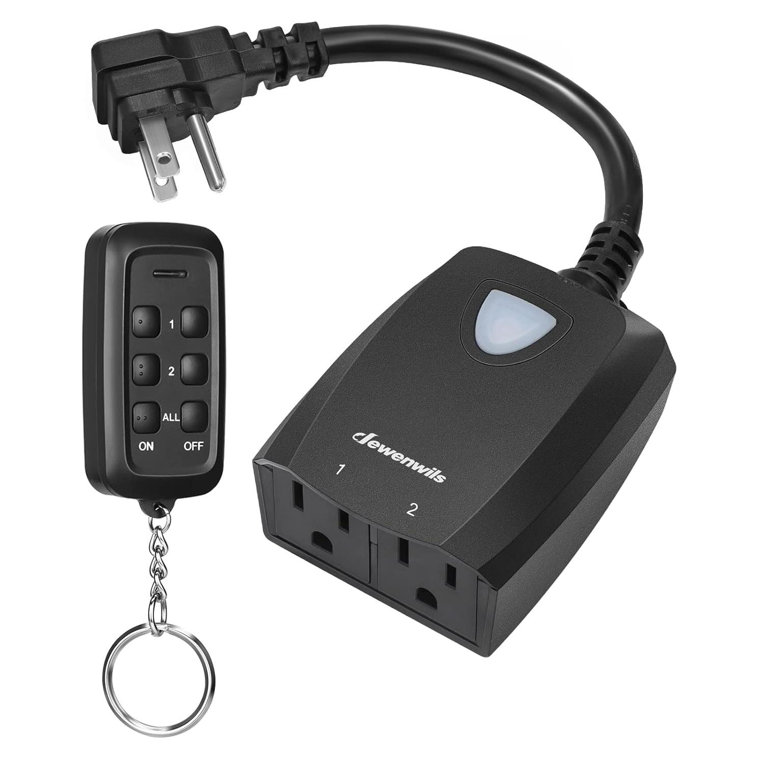 Enchufe Remoto Inalámbrico Dewenwils 2 Salidas 15A 30.48m