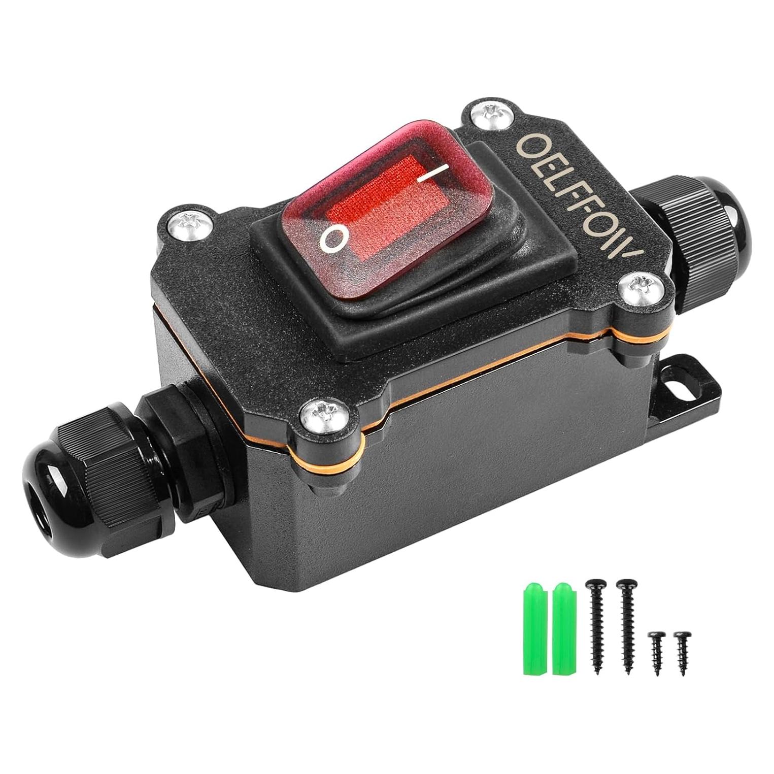 Interruptor de Palanca Impermeable Minyu DPST 20A Rojo