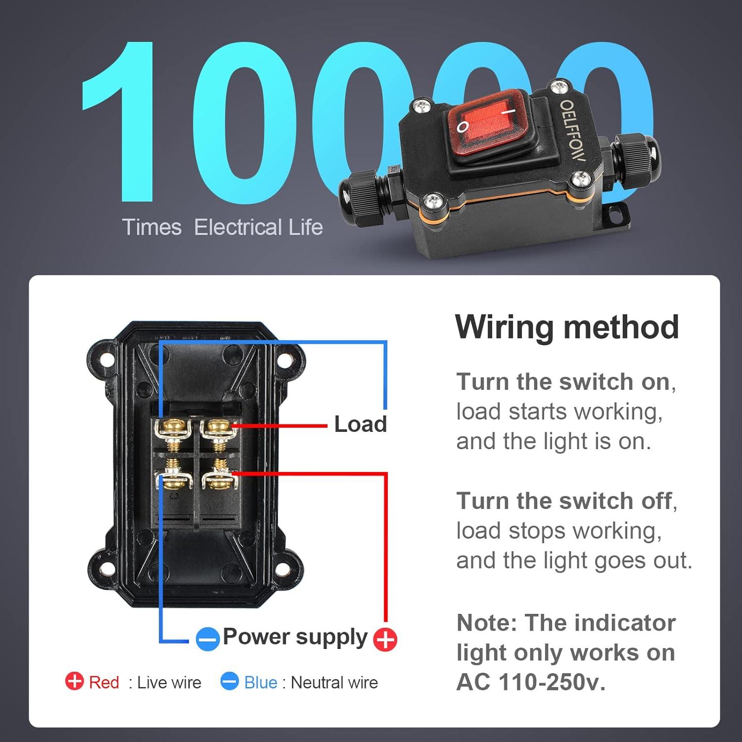Interruptor de Palanca Impermeable Minyu DPST 20A Rojo
