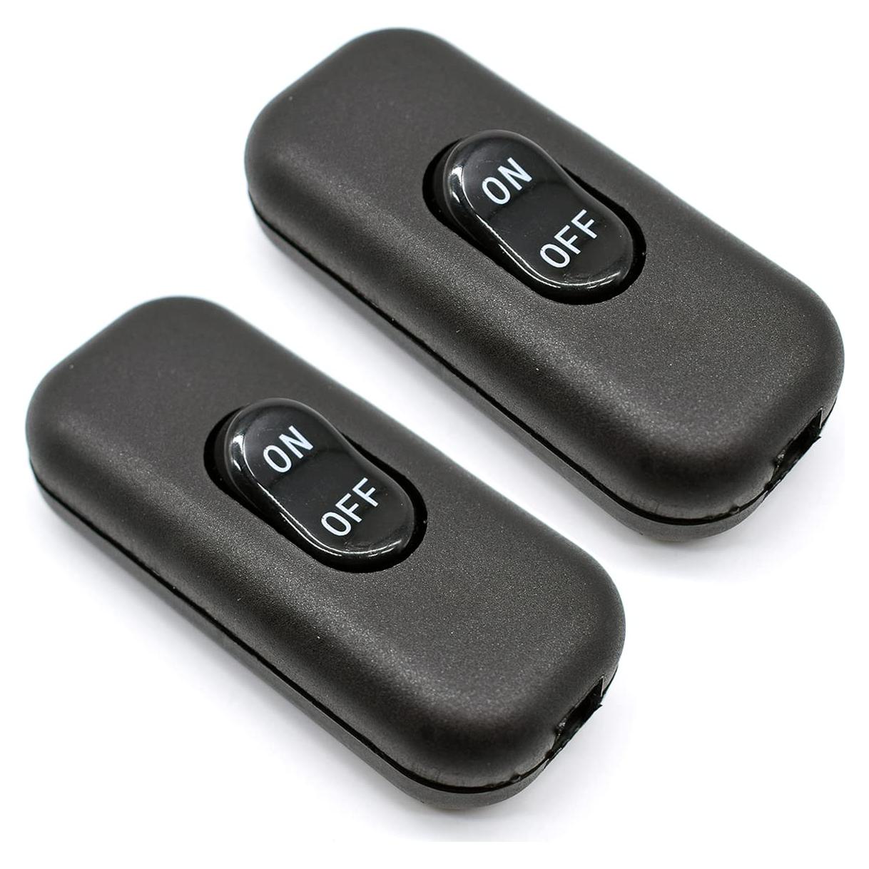 Interruptor de cable en línea PLUSPOE 2 paquetes 250V 6A negro