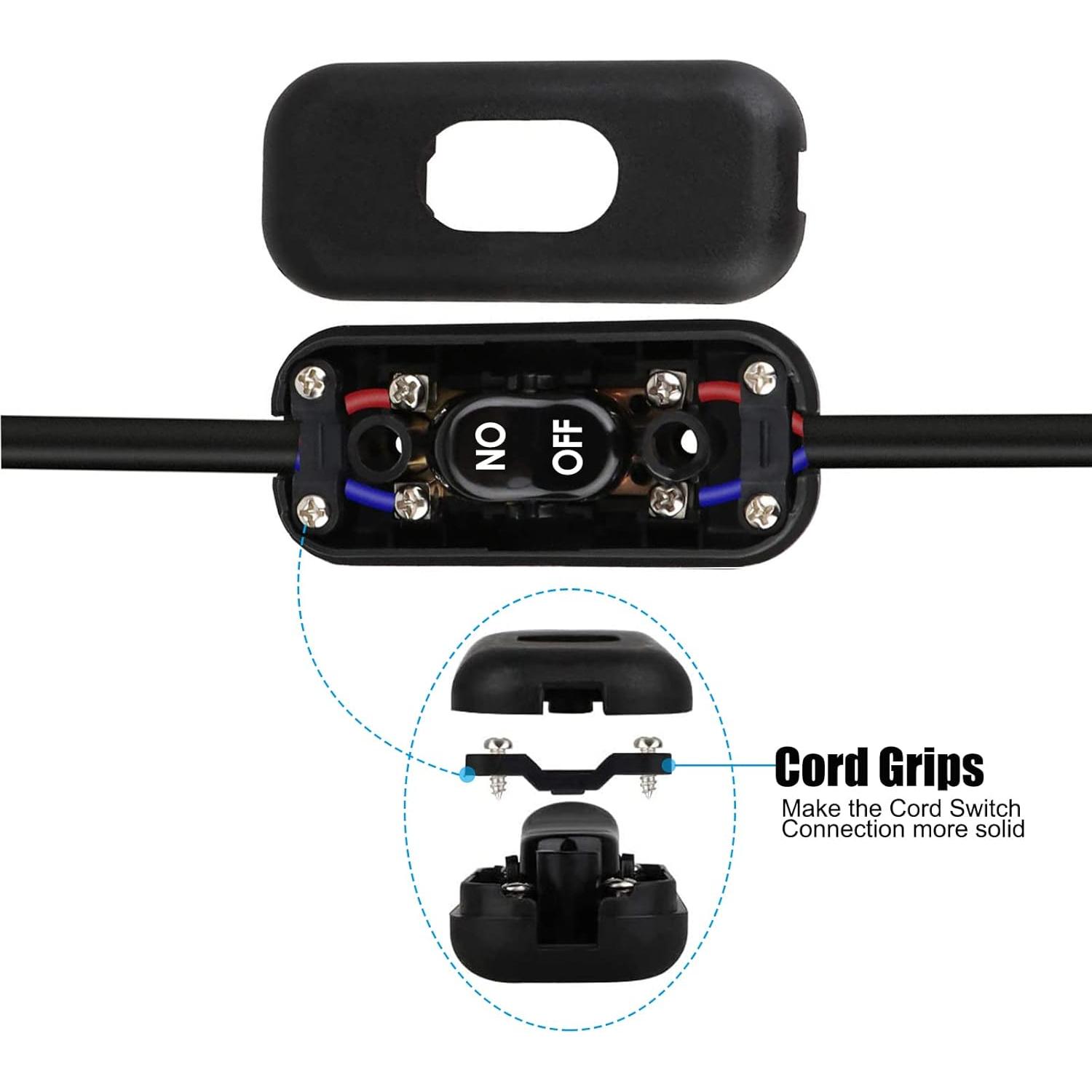 Interruptor de cable en línea PLUSPOE 2 paquetes 250V 6A negro