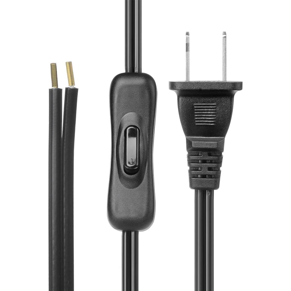 Cable de Lámpara con Interruptor VSEER 3.66 m Negro 18 AWG