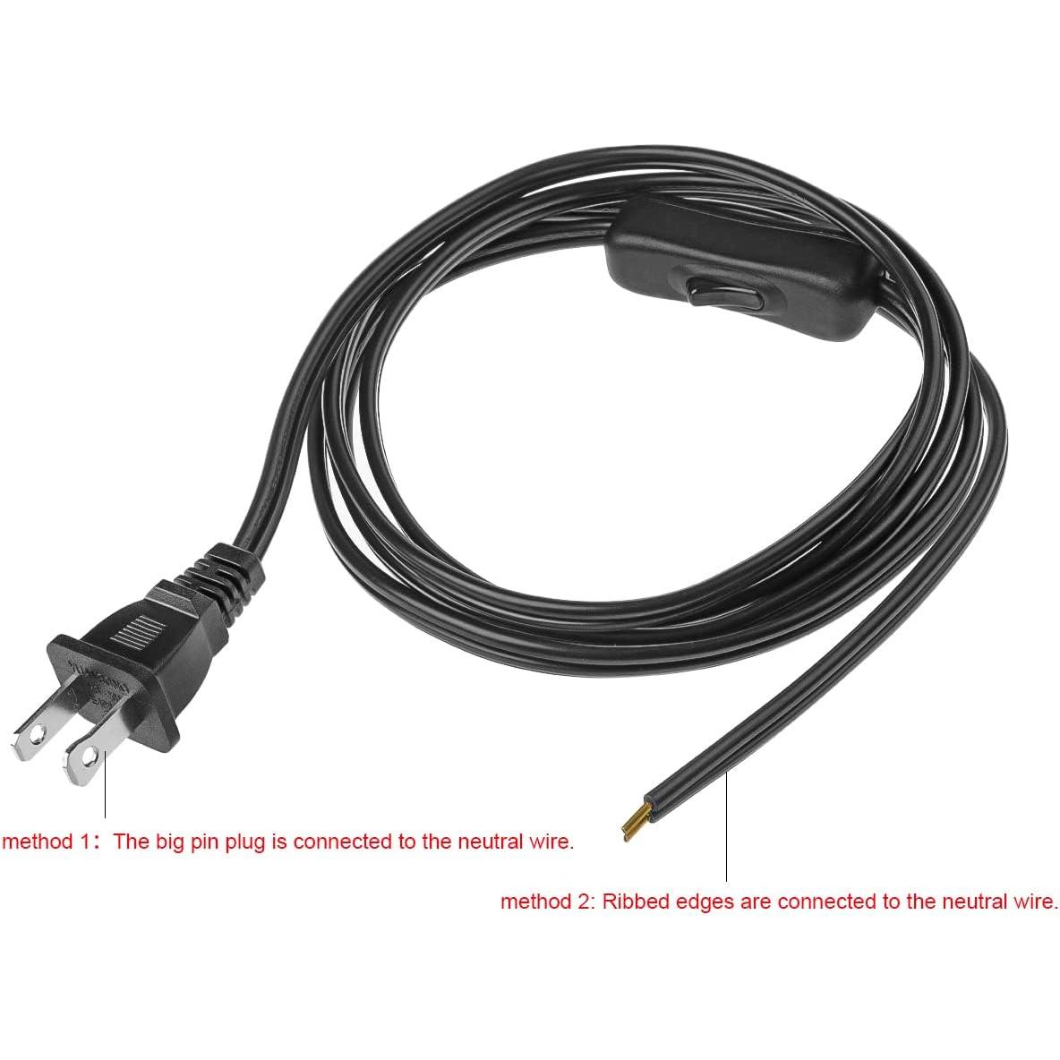 Cable de Lámpara con Interruptor VSEER 3.66 m Negro 18 AWG