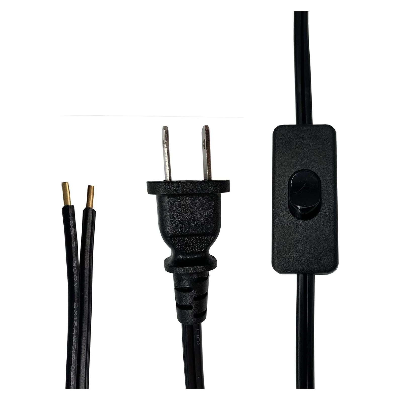 Cable de lámpara con interruptor 1.83m LPins negro 18 AWG