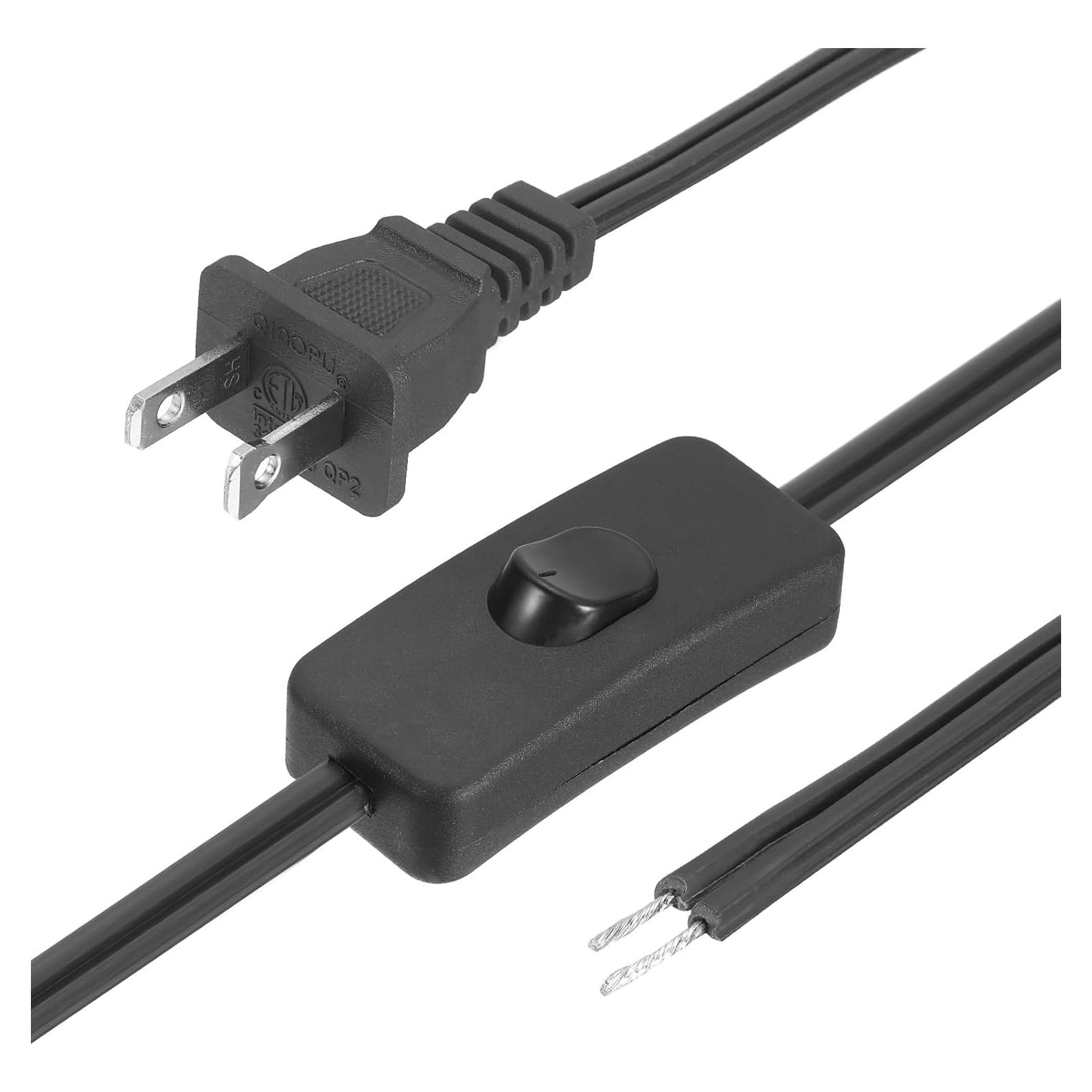 Cable de Reemplazo uxcell 12FT con Interruptor 2A/250V Negro