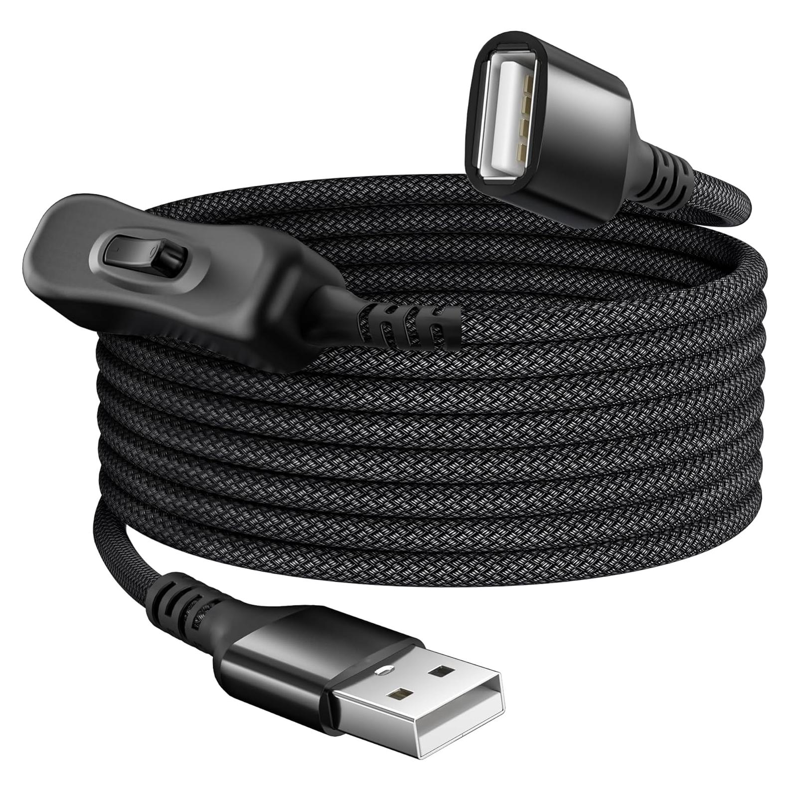 Cable USB On/Off Itramax 3M con Interruptor Nylon Negro