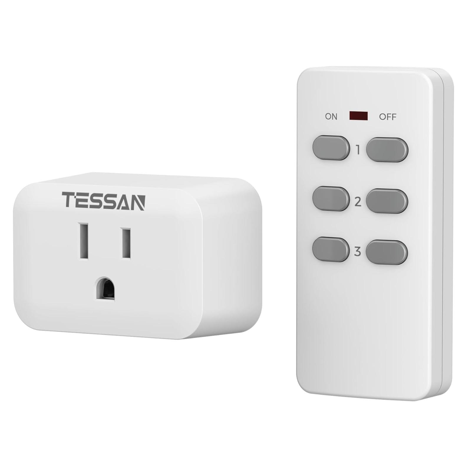 Enchufe Eléctrico Inalámbrico TESSAN con Control Remoto 15A