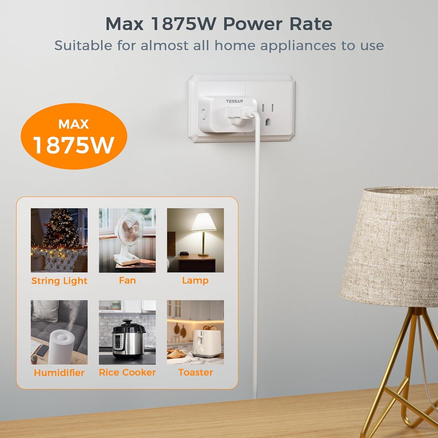 Enchufe Eléctrico Inalámbrico TESSAN con Control Remoto 15A