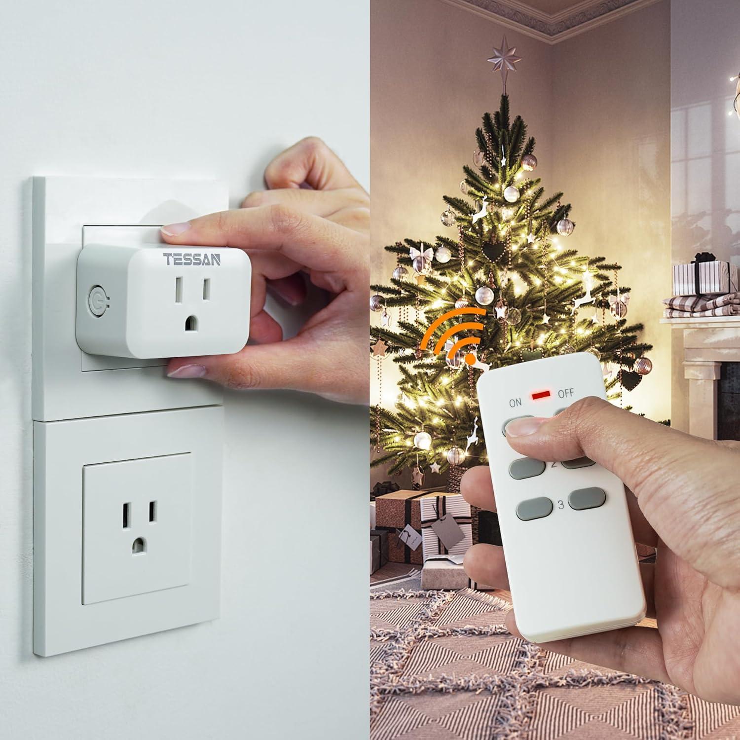 Enchufe Eléctrico Inalámbrico TESSAN con Control Remoto 15A