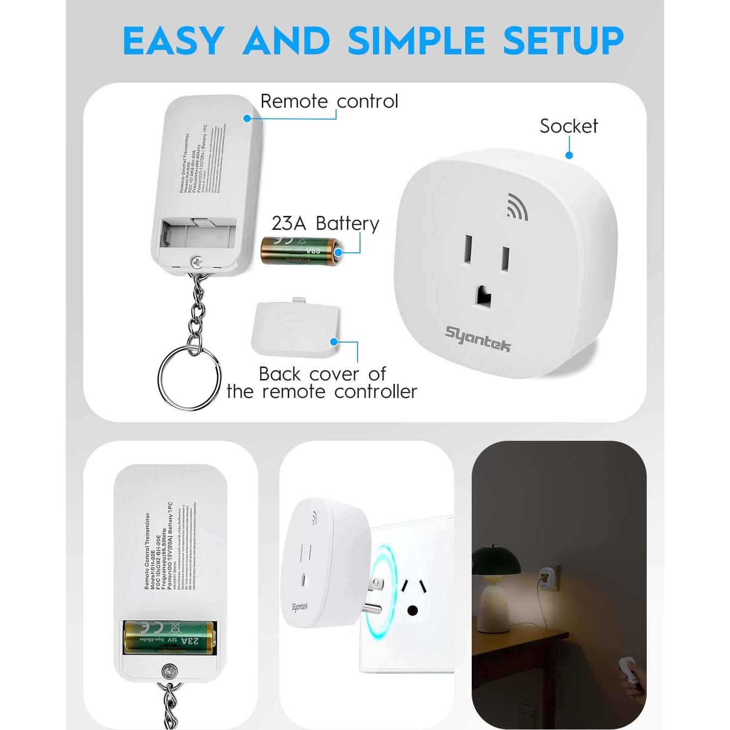 Toma de Corriente Inalámbrica Syantek con Control Remoto 15A