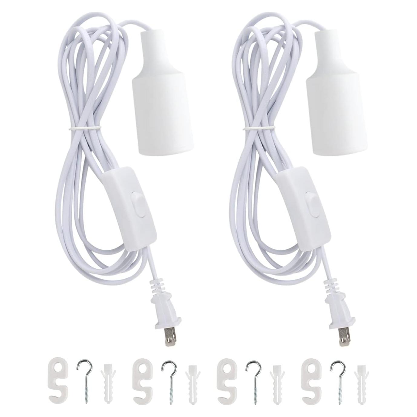 Kit de Luz Colgante Industrial E26 E27 2 Paquetes 3 Metros Blanco