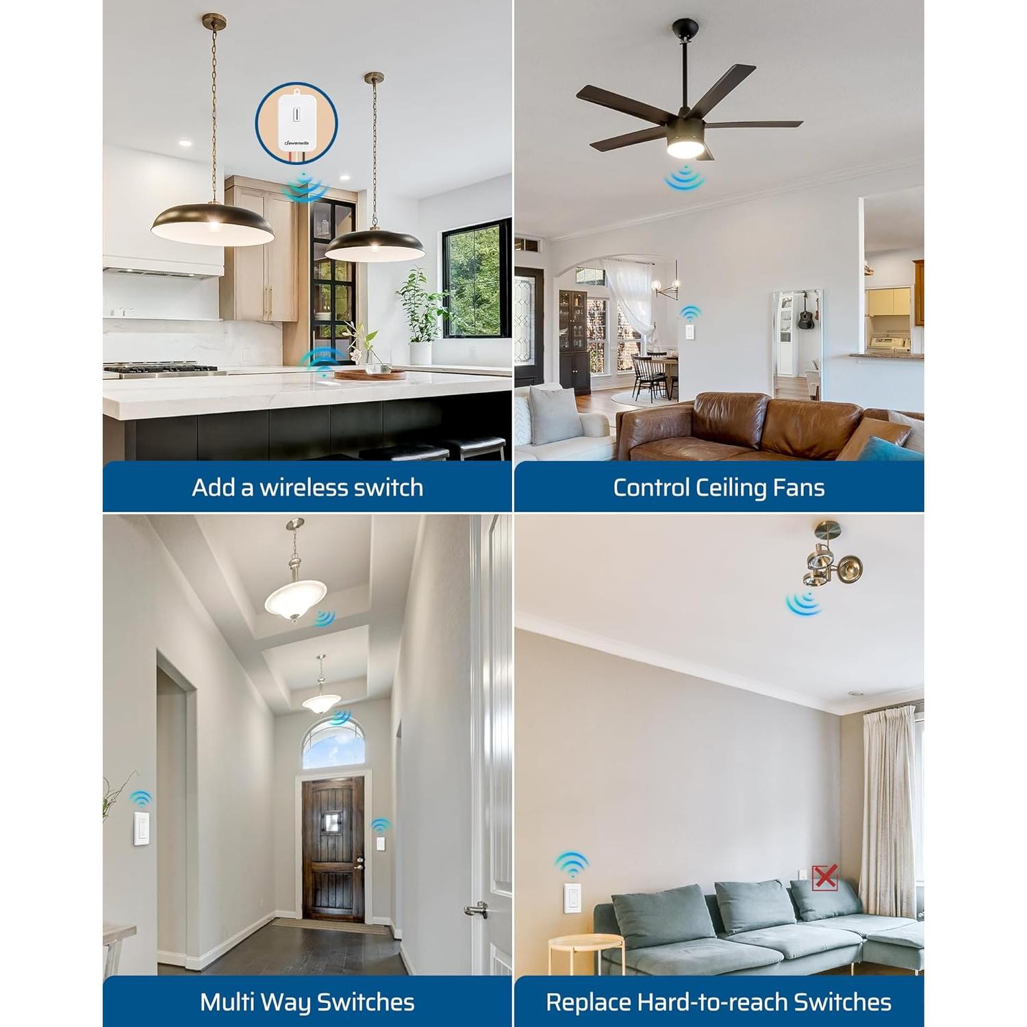 Interruptor de Luz Inalámbrico DEWENWILS 15A 100FT Kit