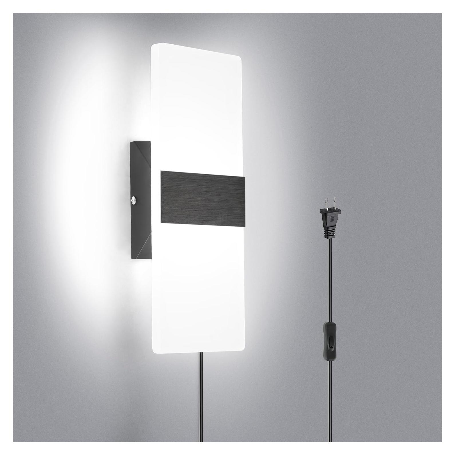 Aplique de Pared LED TRLIFE 12W 6000K Negro con Enchufe