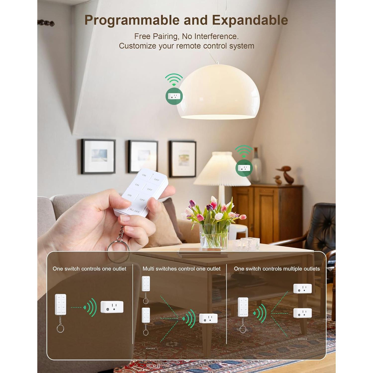 Enchufe de Control Remoto Inalámbrico Treewell 3 Enchufes 15A