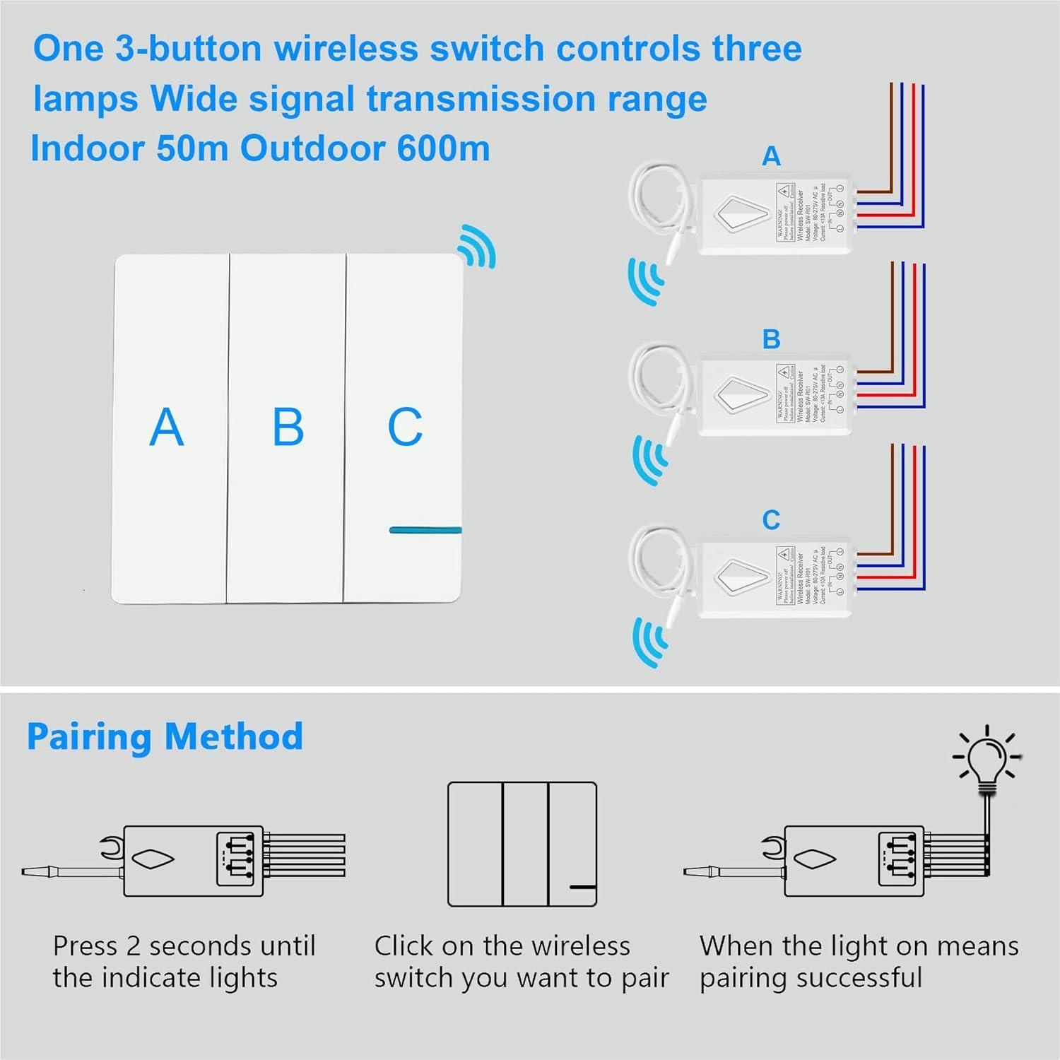 Interruptor de Luz Inalámbrico Thinkbee 3 Gang IP66 1000W