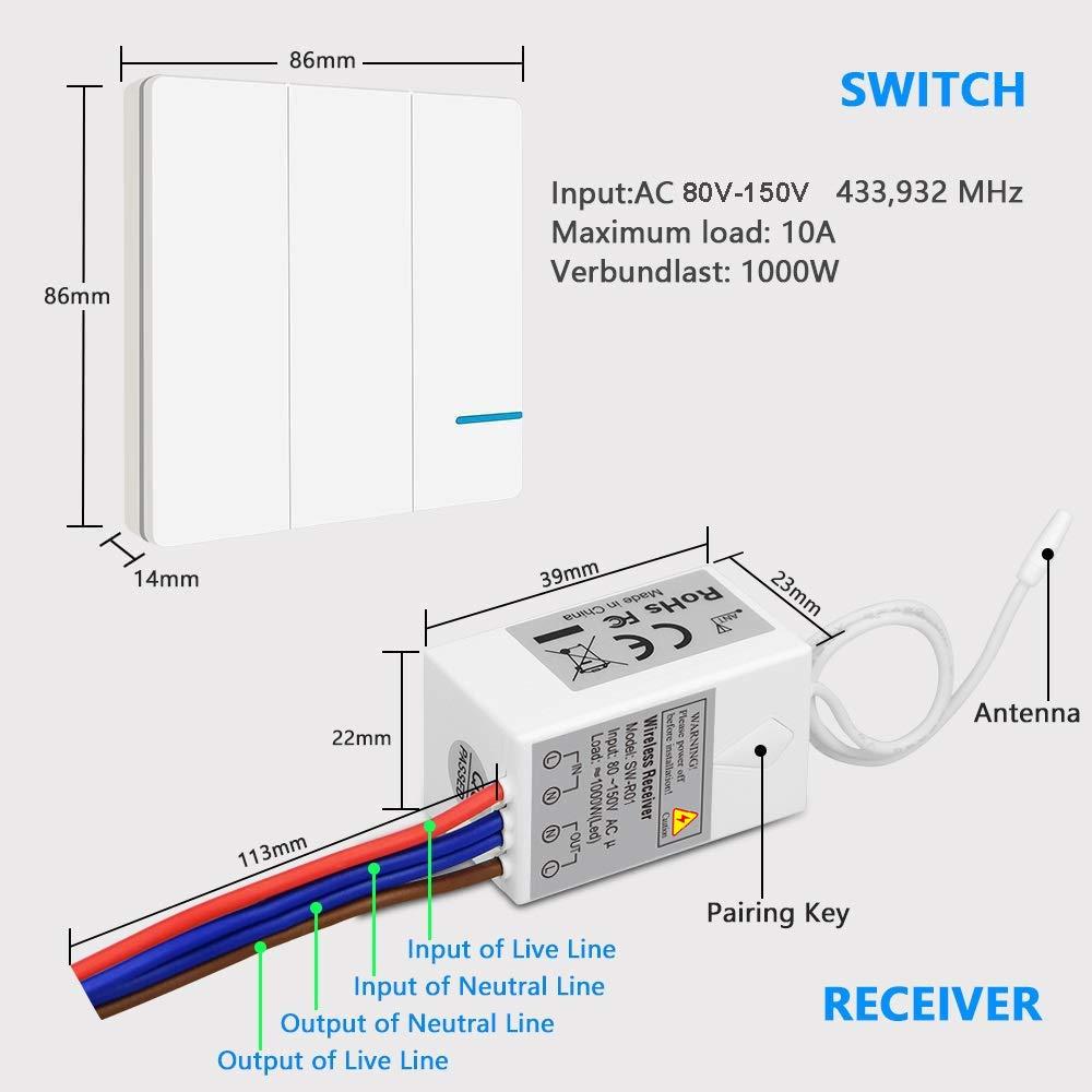 Interruptor de Luz Inalámbrico Thinkbee 3 Gang IP66 1000W