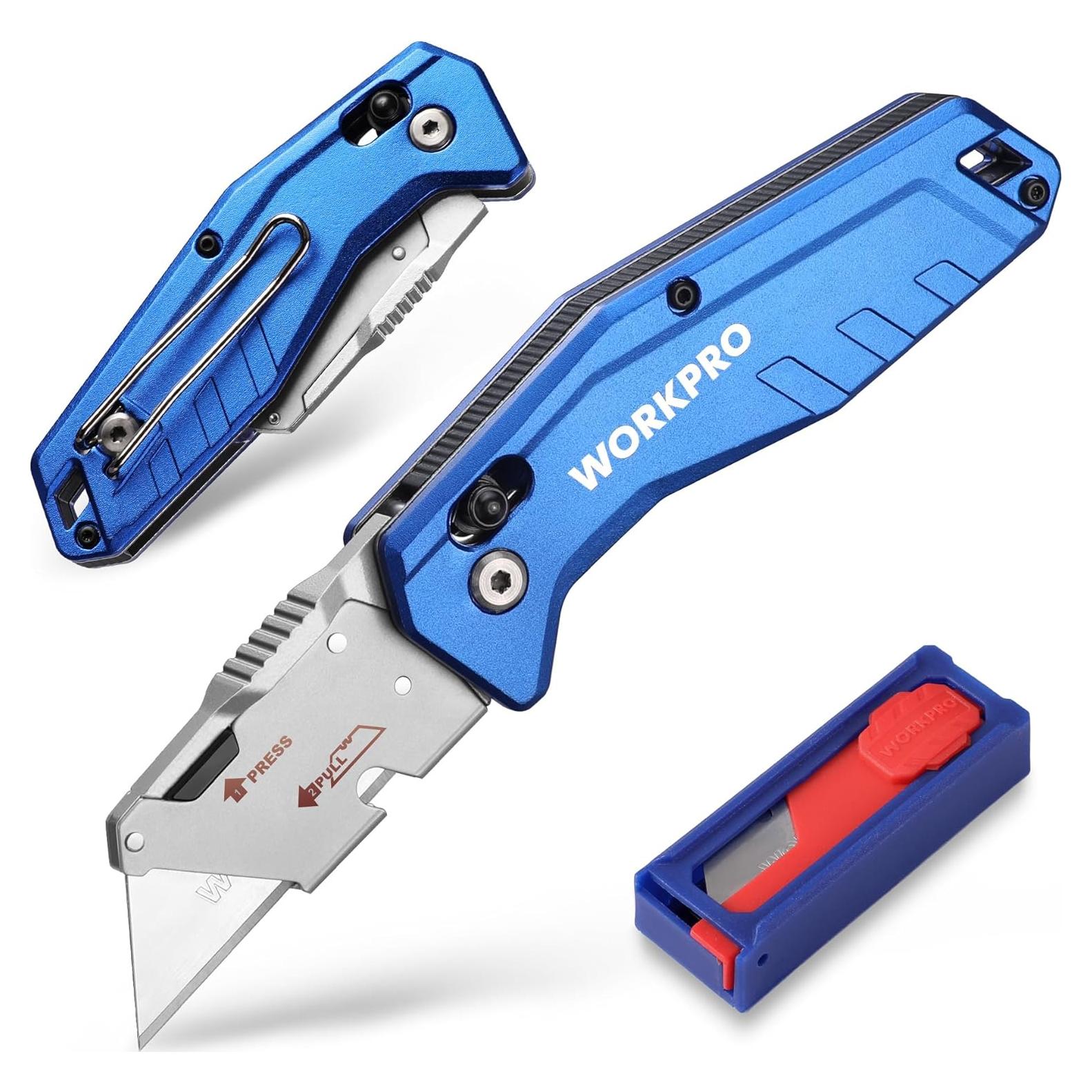 Cuchillo Utility Plegable WORKPRO W011060 con Bloqueo de Eje