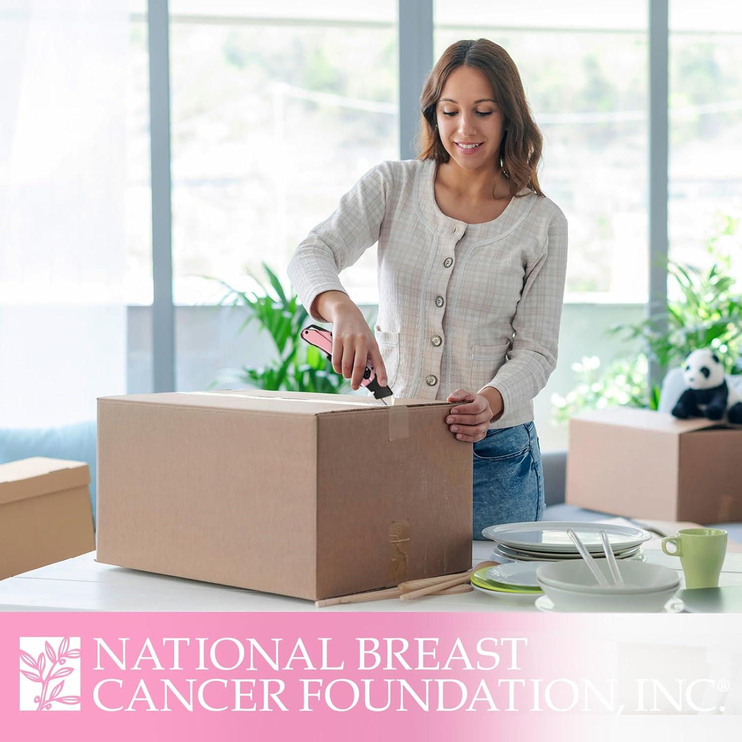 WORKPRO Folding Utility Knife, Quick Change SK5 Pink Box Cutter, Aluminum Handle Razor Knife for Boxes, Cartons, Cardboard, 10 Extra Blades Included - Pink Ribbon