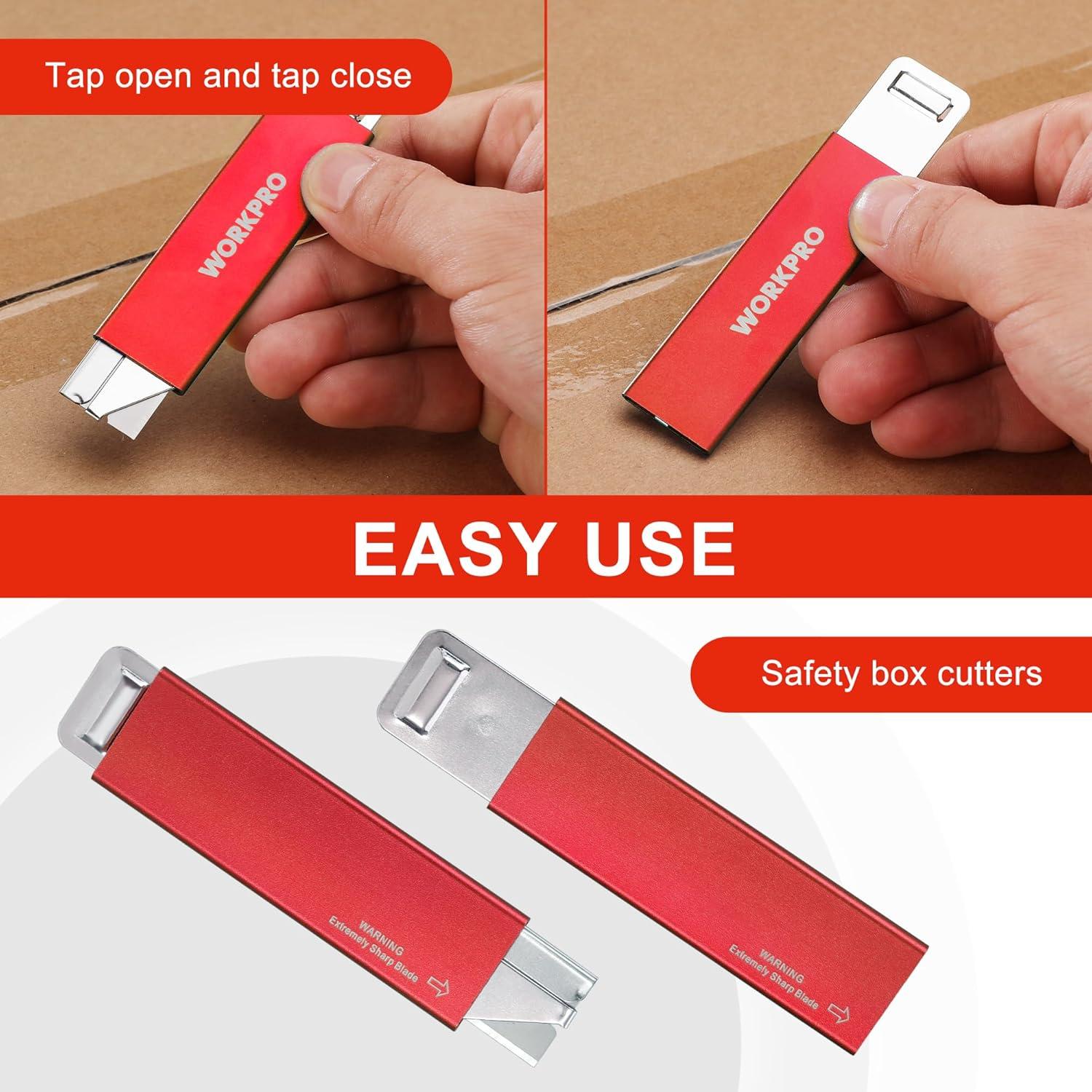 Cuchillo Cortador Retráctil WORKPRO con 12 Cuchillas Extra