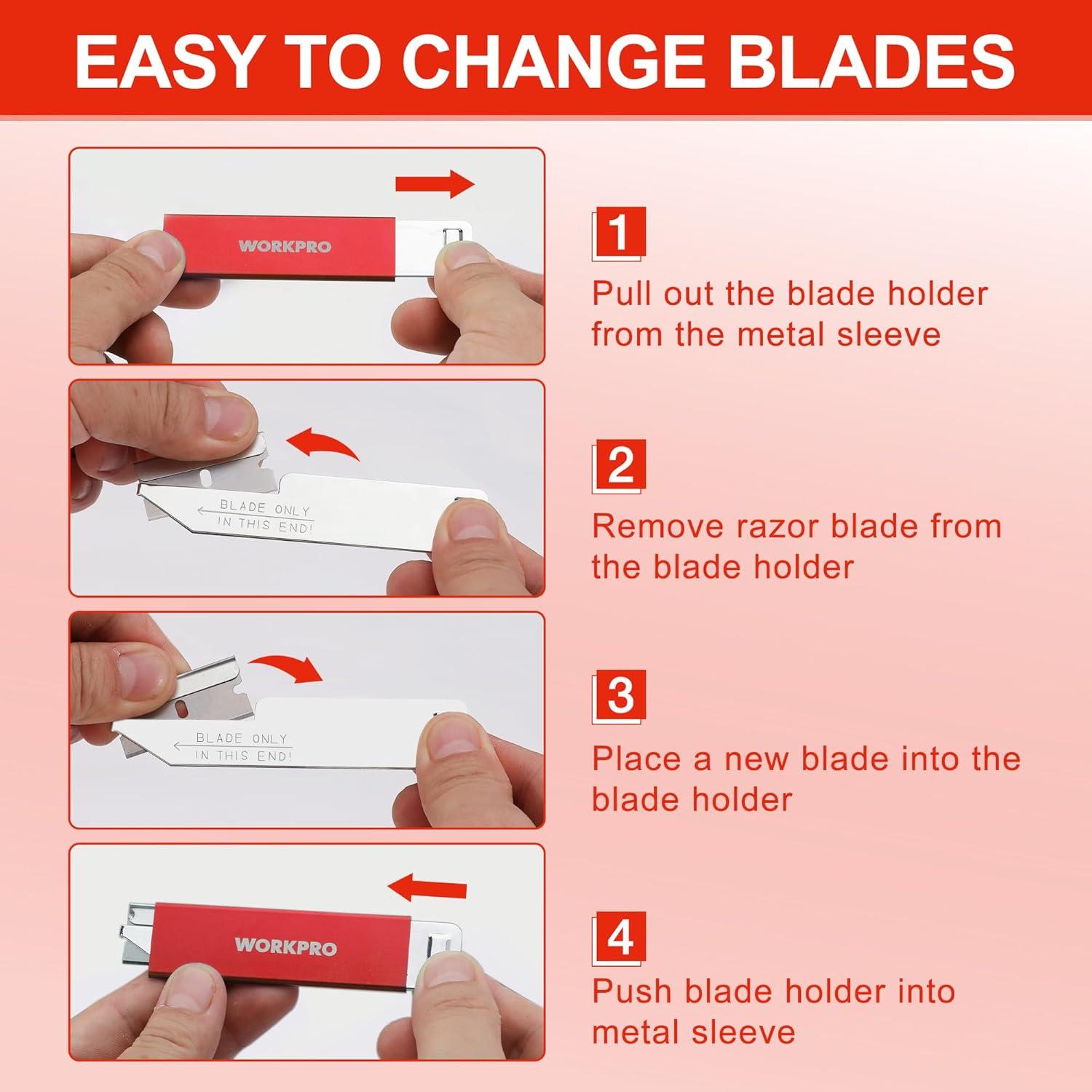 Cuchillo Cortador Retráctil WORKPRO con 12 Cuchillas Extra