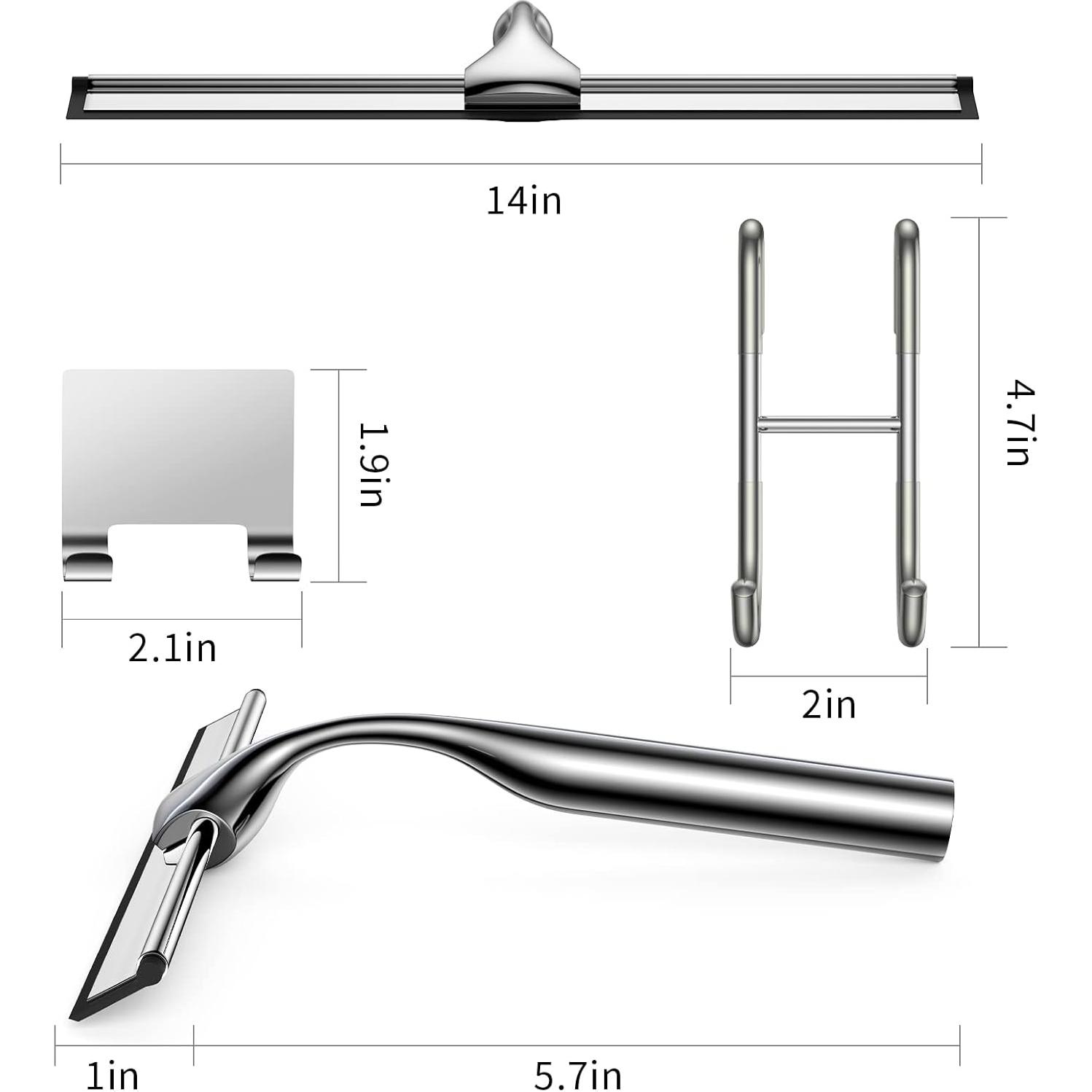 Limpiaparabrisas de Ducha 14" SSTOOHL Acero Inoxidable con Gancho