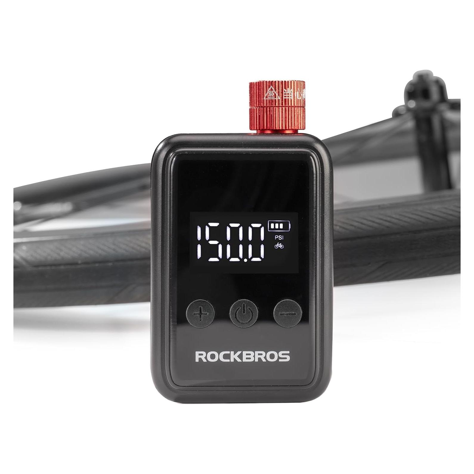 Bomba Eléctrica Portátil ROCKBROS 150 PSI con Manómetro