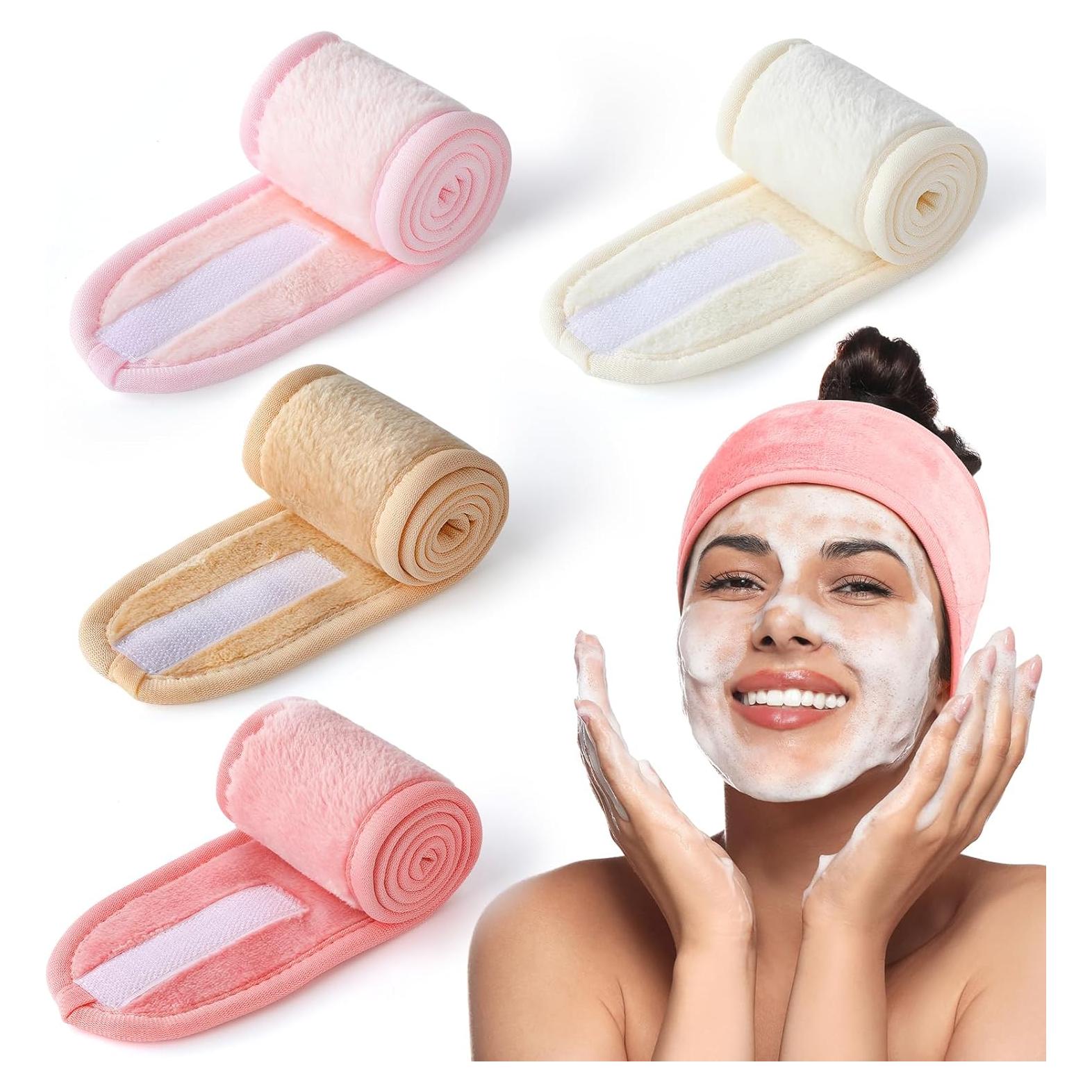 Paquete de 4 Diademas de Spa VITEVER para Mujeres - Ajustables y Suaves