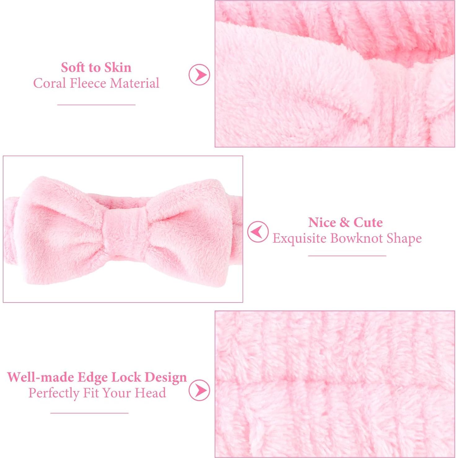 Diademas de Spa Rosa Ondder 8 Pcs para Cuidado Facial y Maquillaje