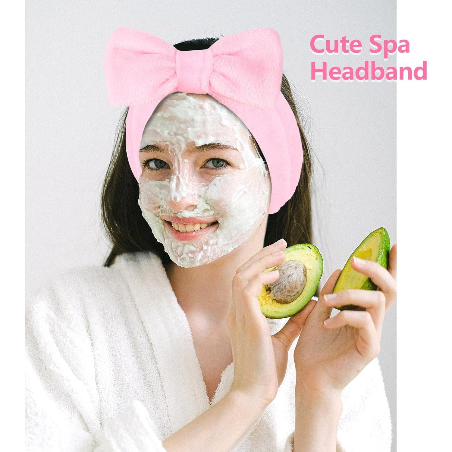 Diademas de Spa Rosa Ondder 8 Pcs para Cuidado Facial y Maquillaje