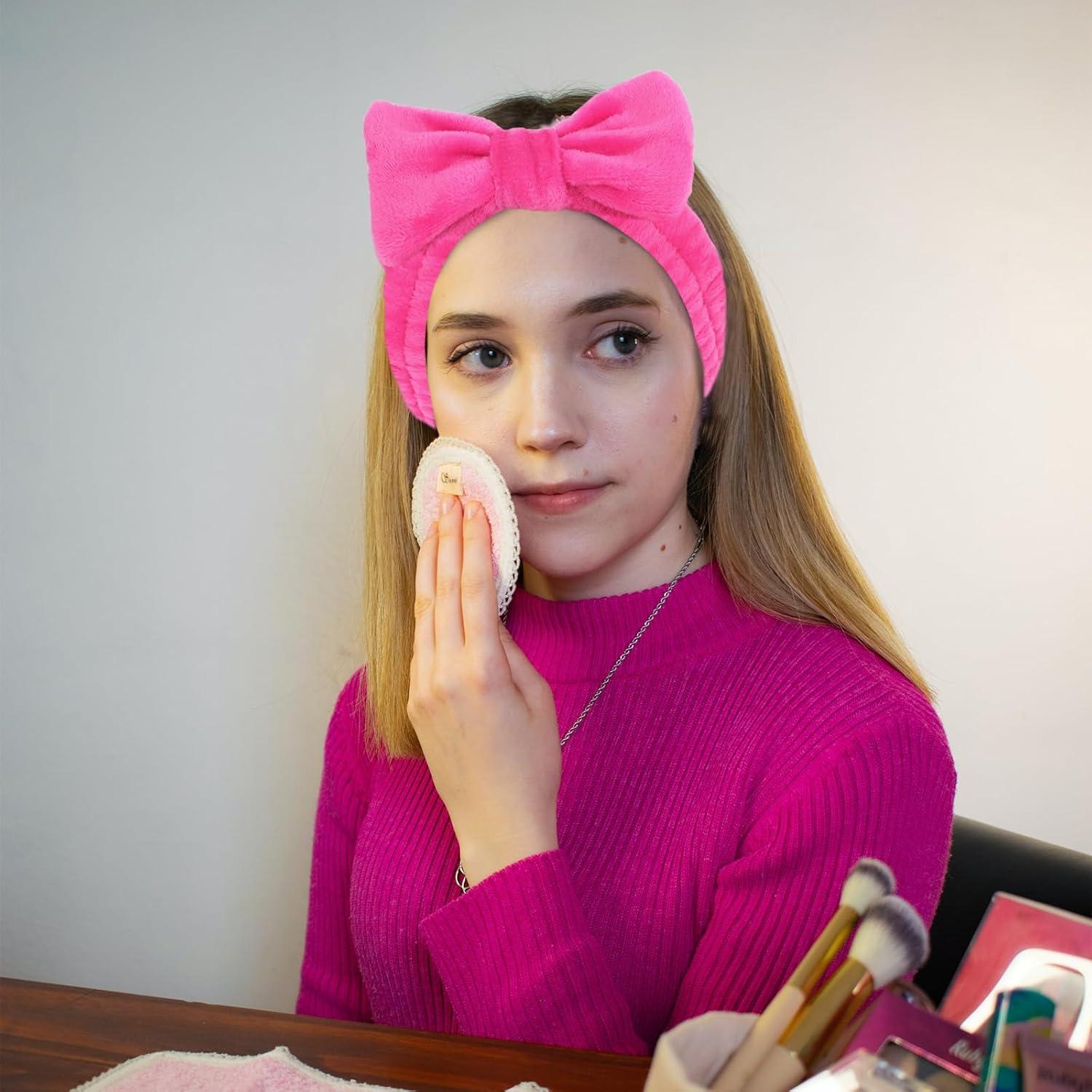 Diademas de Spa Rosa Ondder 8 Pcs para Cuidado Facial y Maquillaje